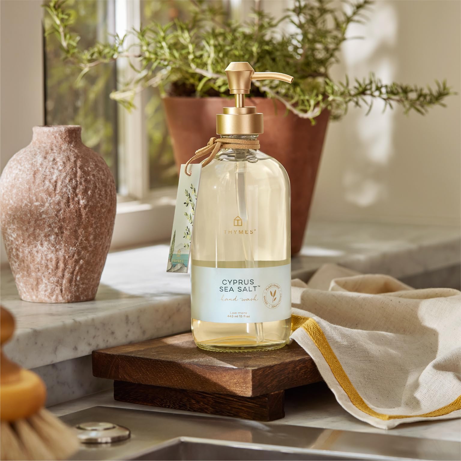 Thymes Cyprus Sea Salt Large Hand Wash (15.0 fl oz) – Hydrating Botanically Based Hand Soap