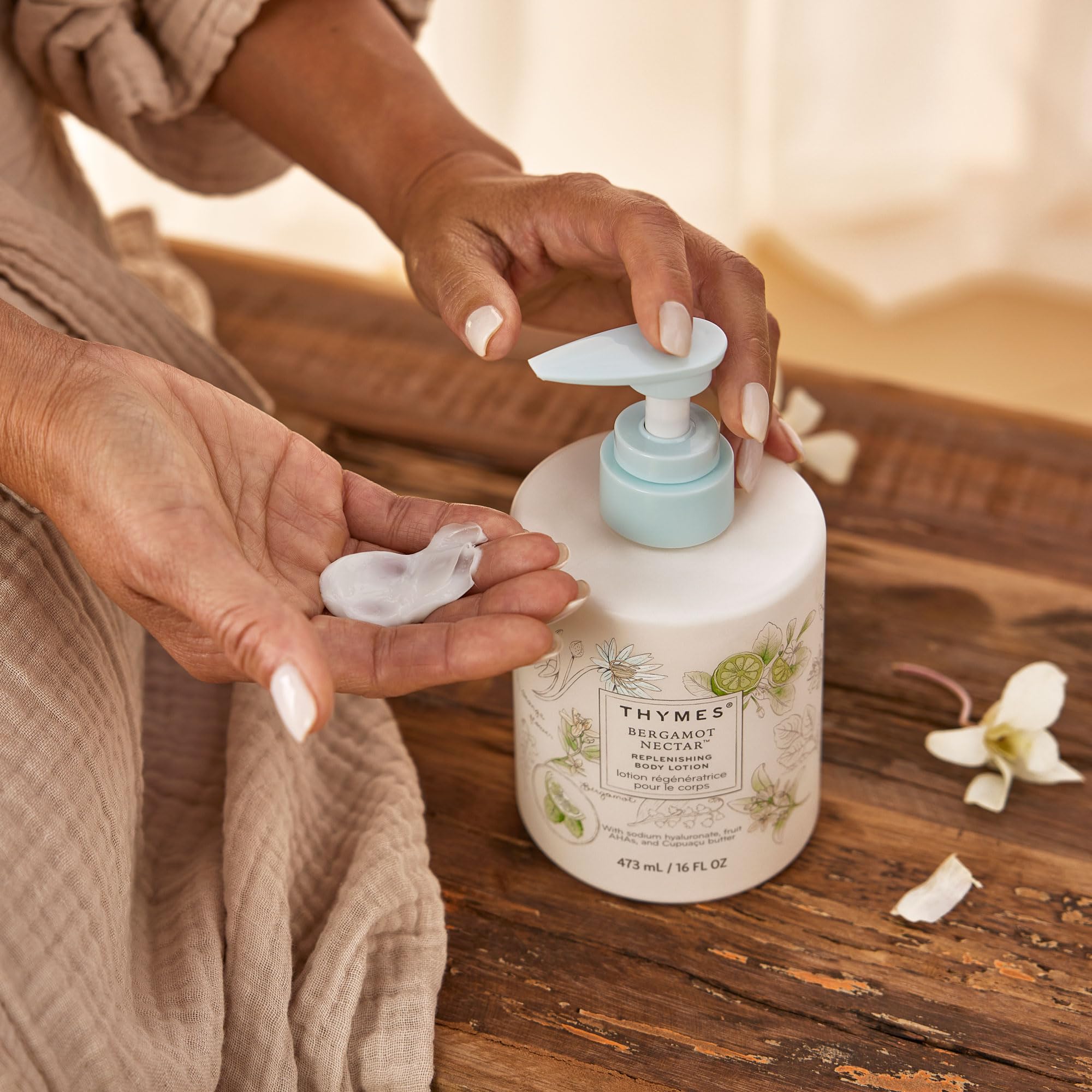 Thymes Bergamot Nectar Large Replenishing Body Lotion for Dry Skin | 16 oz