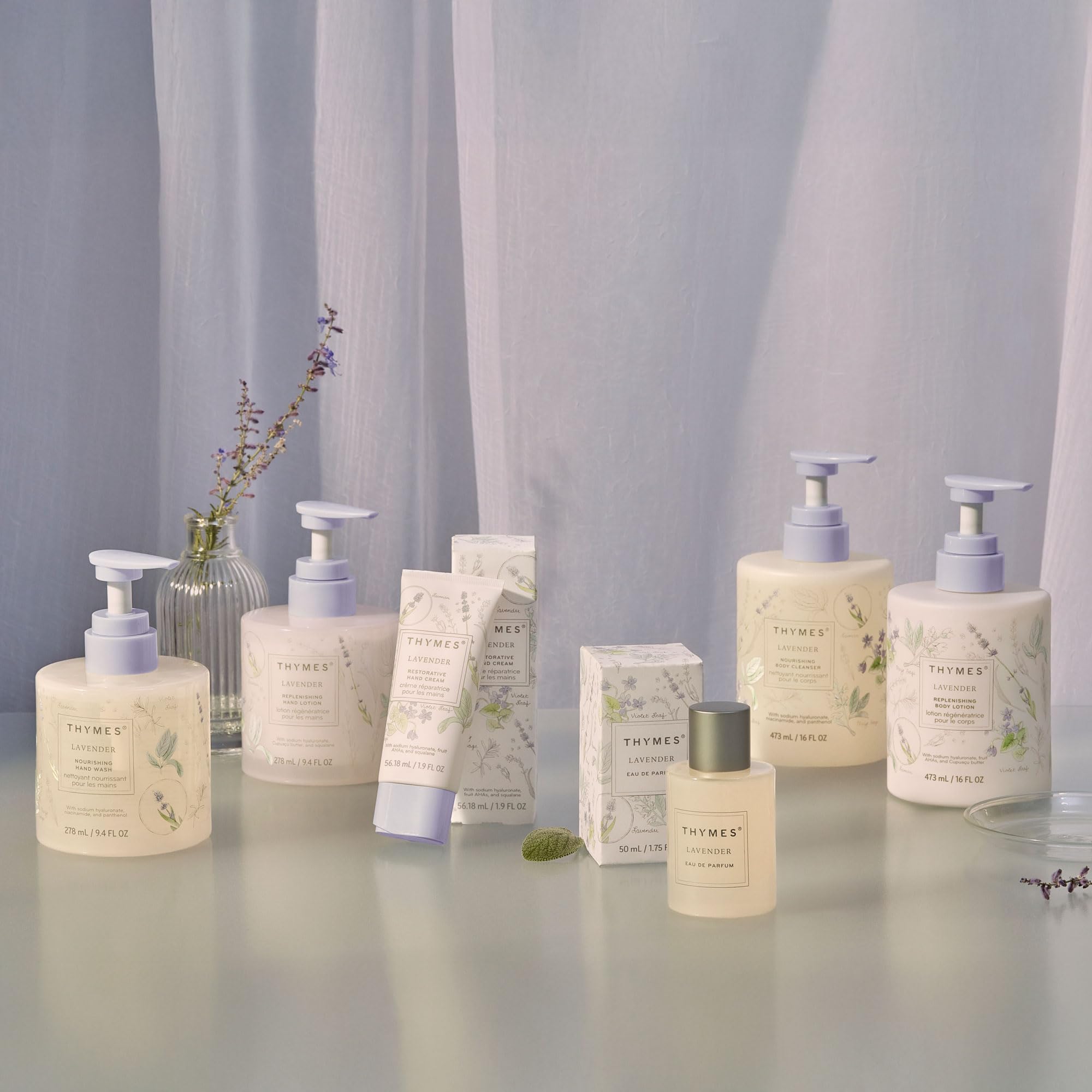 Thymes Nourishing Body Cleanser – Hydrating Lavender Body Wash with Pump, 16 fl oz