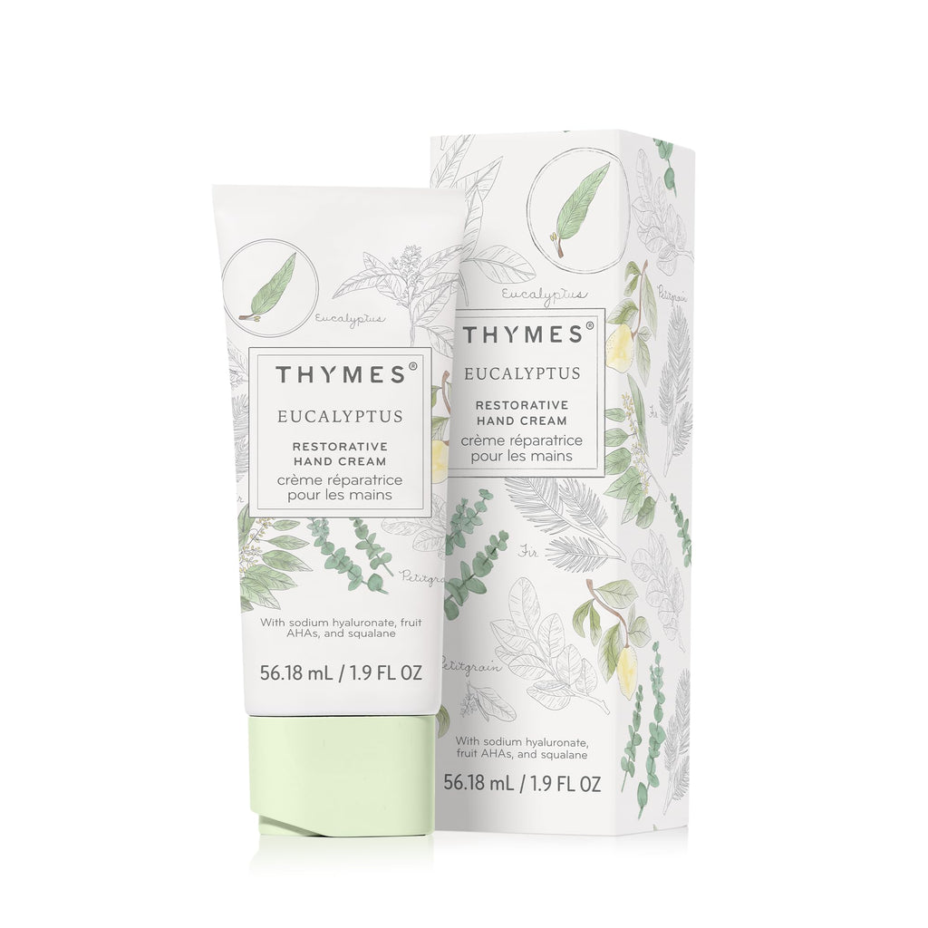 Thymes Restorative Hand Cream – Travel-Size Moisturizer with Eucalyptus, Lemon, Bergamot & Fir (1.9 fl oz)