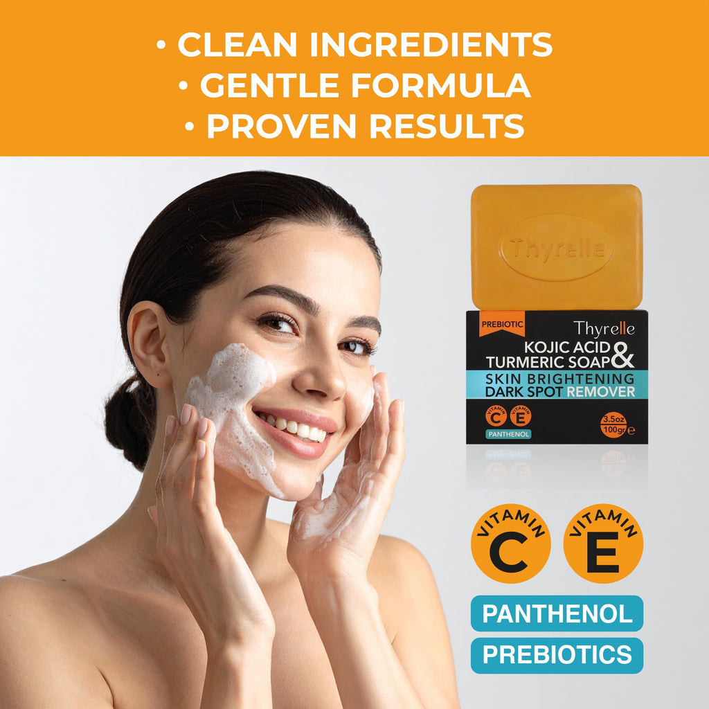 Thyrelle Kojic Acid and Turmeric Soap (3.5 oz) – Body & Face Brightening Bar