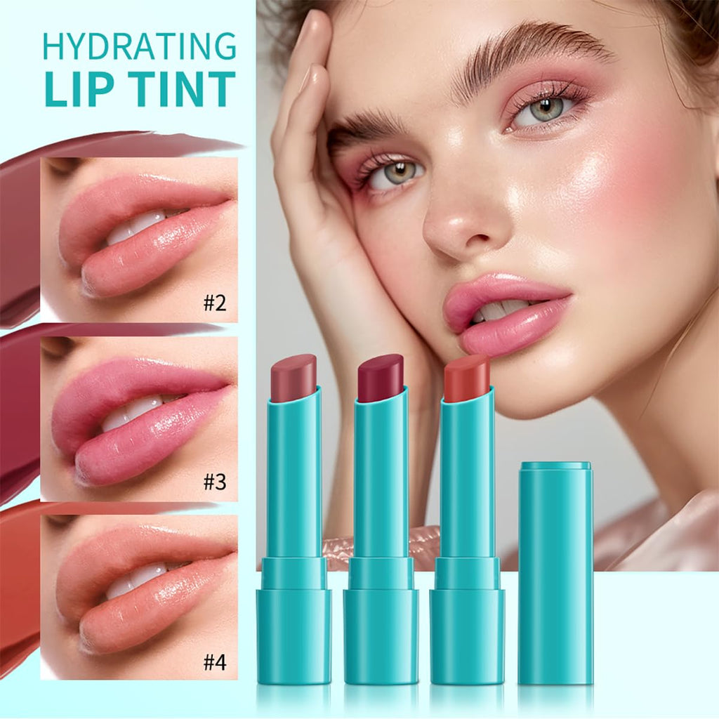 Tiejdhr 4Pcs Hydrating Lip Tint & Watery Lip Gloss – Long-Lasting Color & Moisture