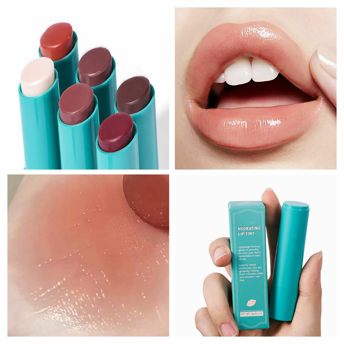 Tiejdhr 4Pcs Hydrating Lip Tint & Watery Lip Gloss – Long-Lasting Color & Moisture