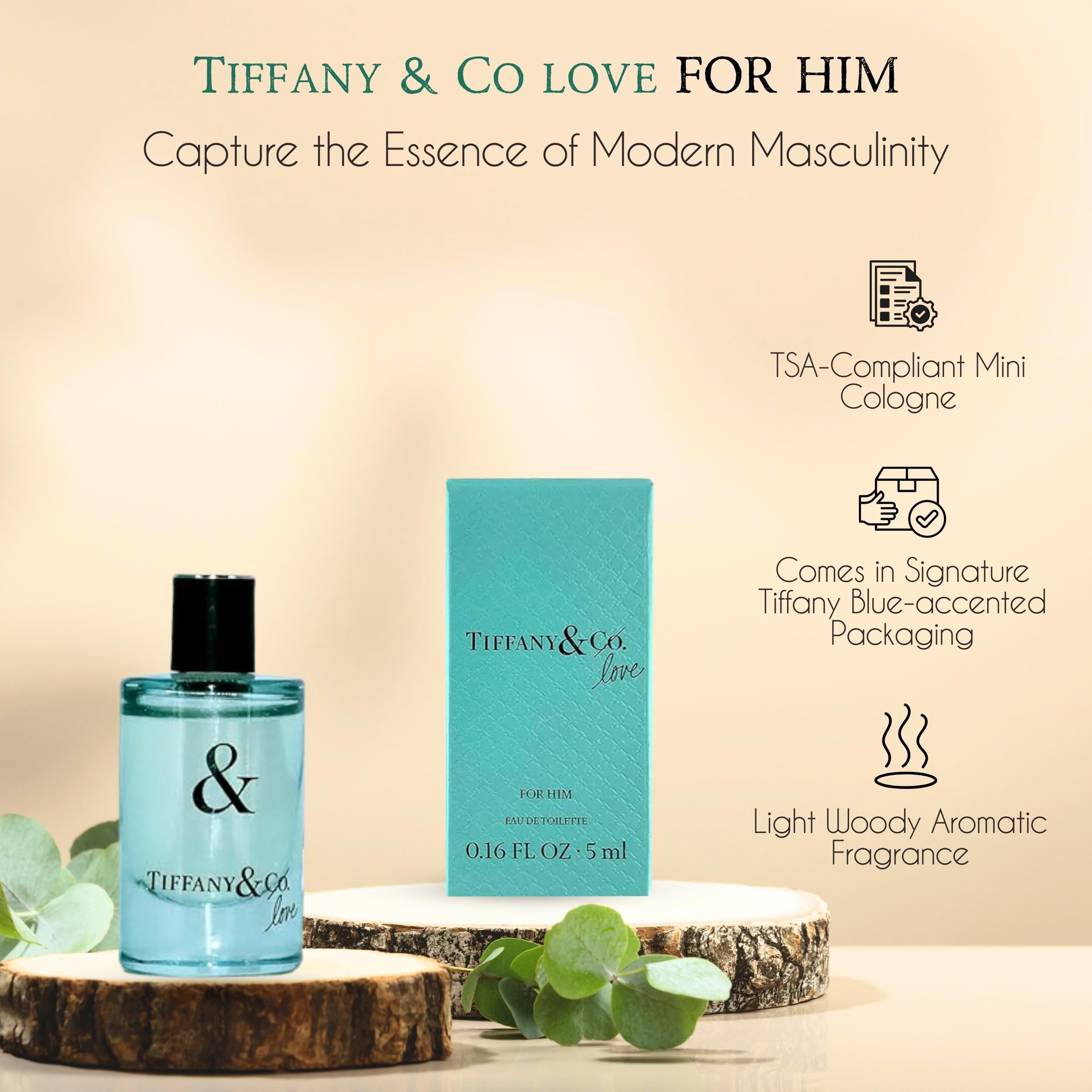 Love for Him Eau de Toilette Mini by Tiffany & Co. – 0.16 oz Travel-Size Men’s Fragrance