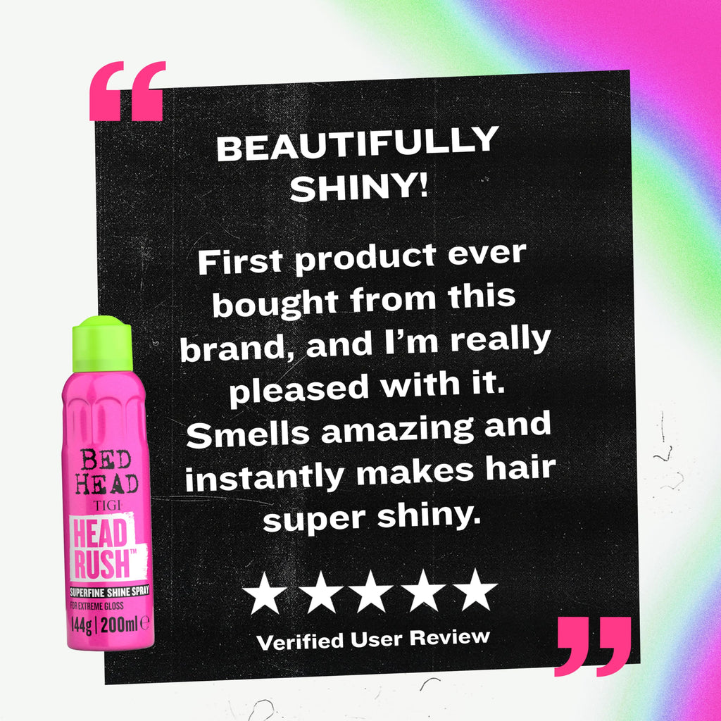 TIGI Bed Head Headrush Shine Hair Spray 5.3 oz – Glossy Finish & Lightweight Frizz Control