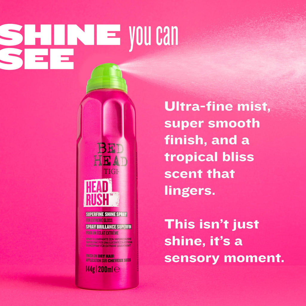TIGI Bed Head Headrush Shine Hair Spray 5.3 oz – Glossy Finish & Lightweight Frizz Control