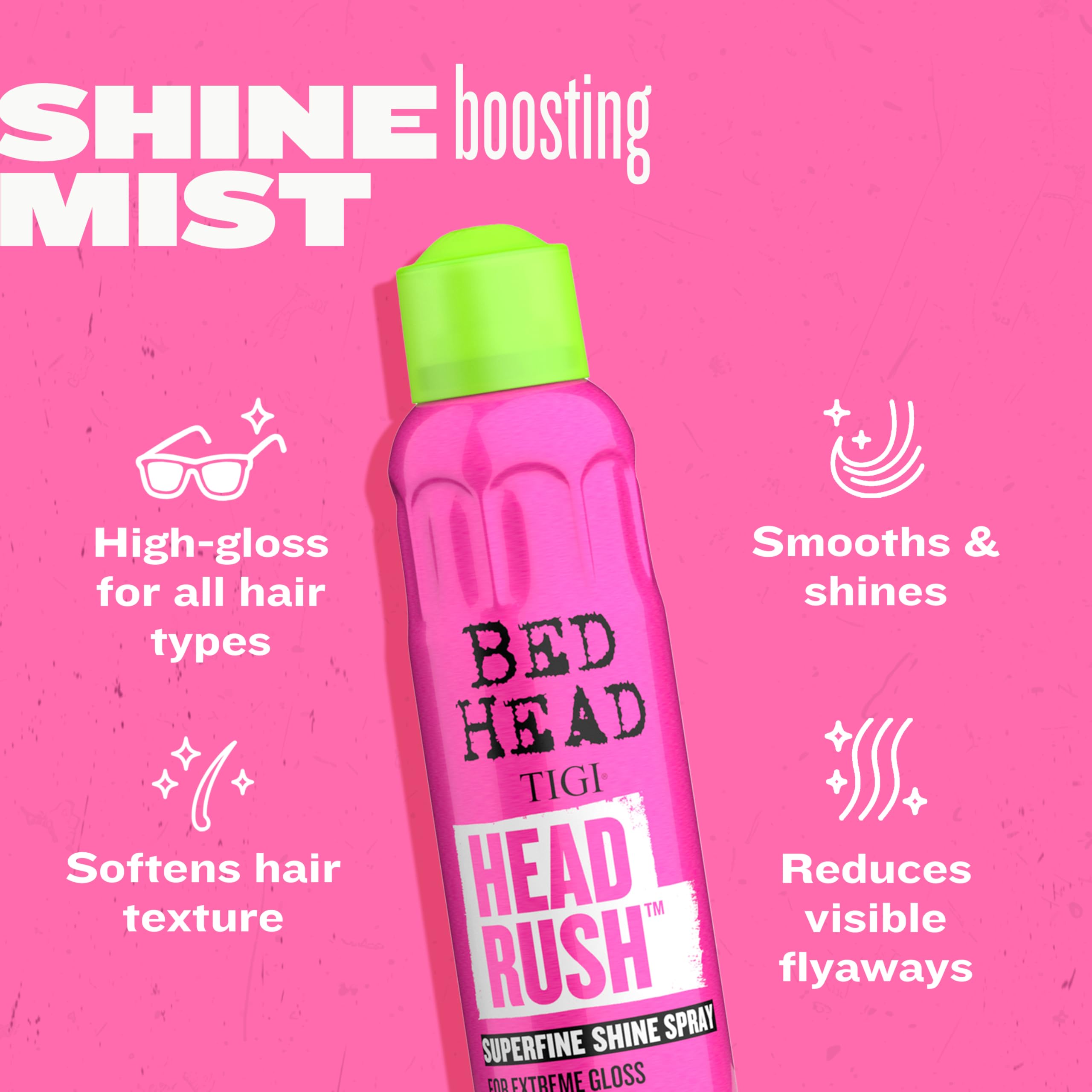 TIGI Bed Head Headrush Shine Hair Spray 5.3 oz – Glossy Finish & Lightweight Frizz Control