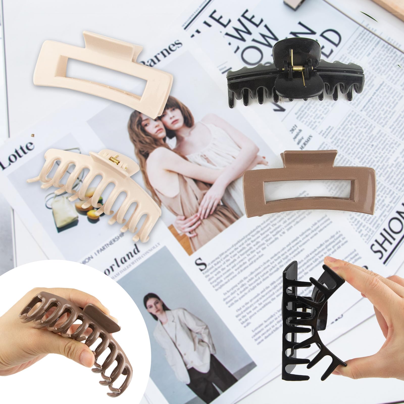 TIME&TRAVE 6Pcs 4.3in Silicone Cloud Claw Clips — Soft, Non-Slip Hair Clips for All Hair Types