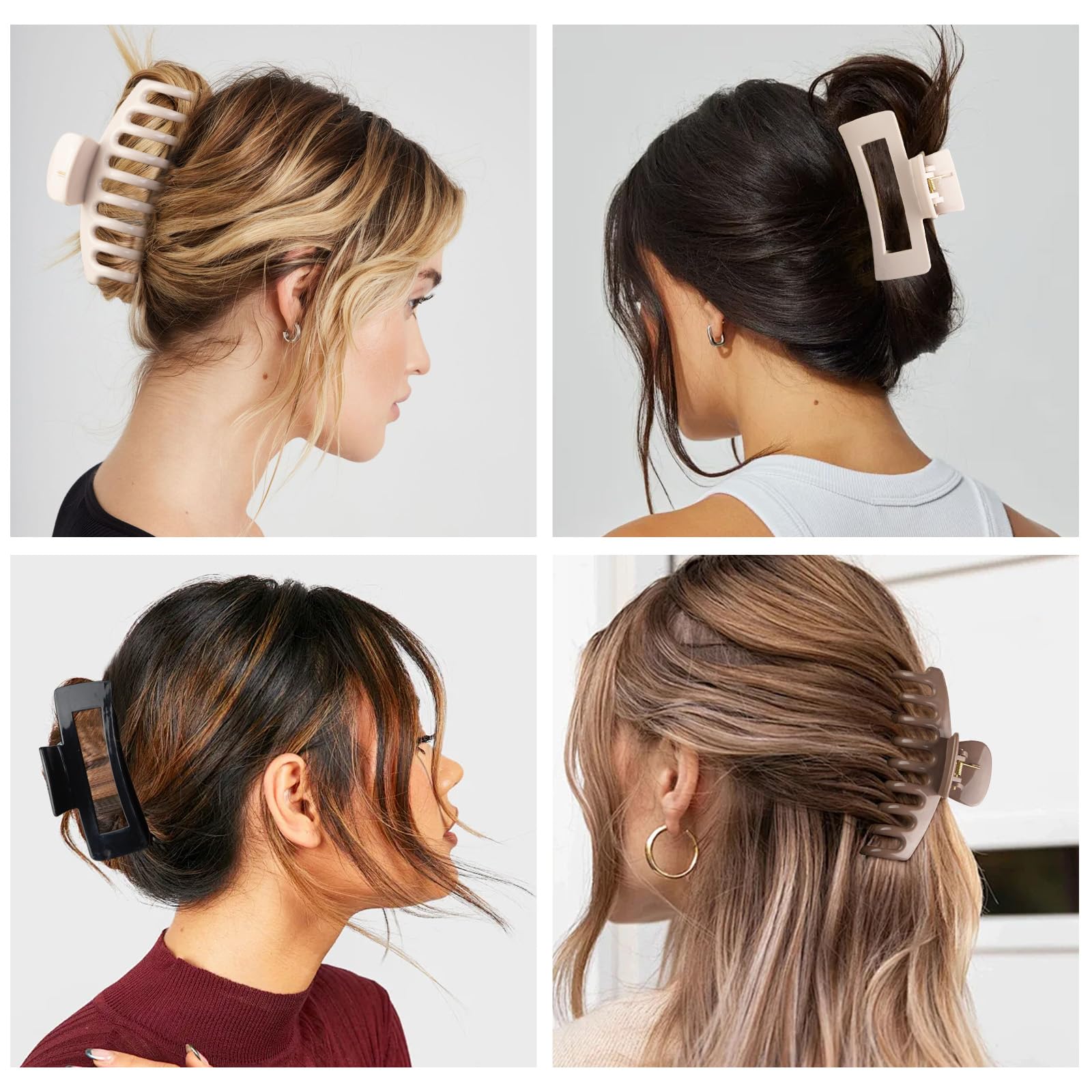 TIME&TRAVE 6Pcs 4.3in Silicone Cloud Claw Clips — Soft, Non-Slip Hair Clips for All Hair Types