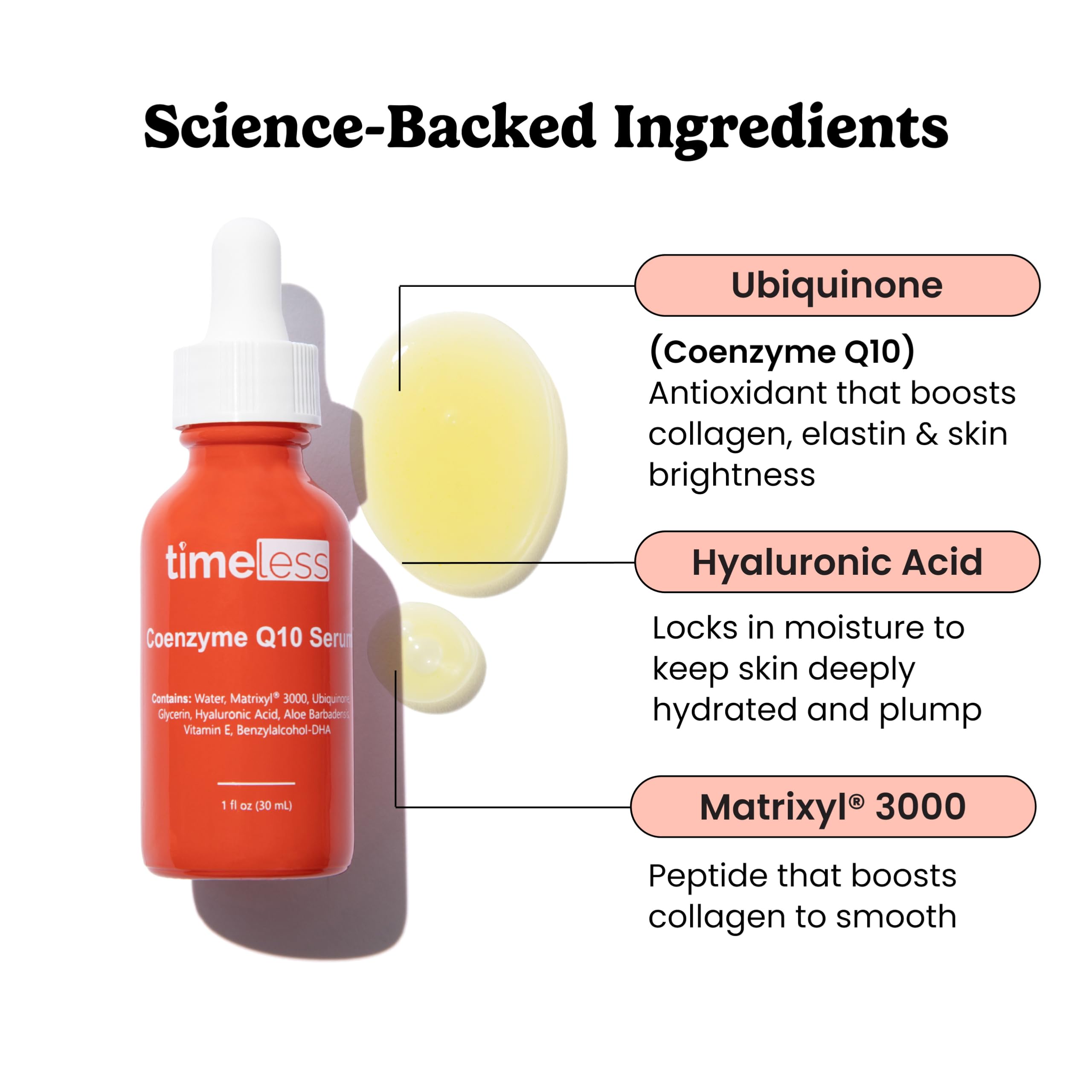 Timeless Skin Care Coenzyme Q10 Serum – Fragrance-Free Hydration & Smoothing with Hyaluronic Acid (1 oz, Pack of 2)