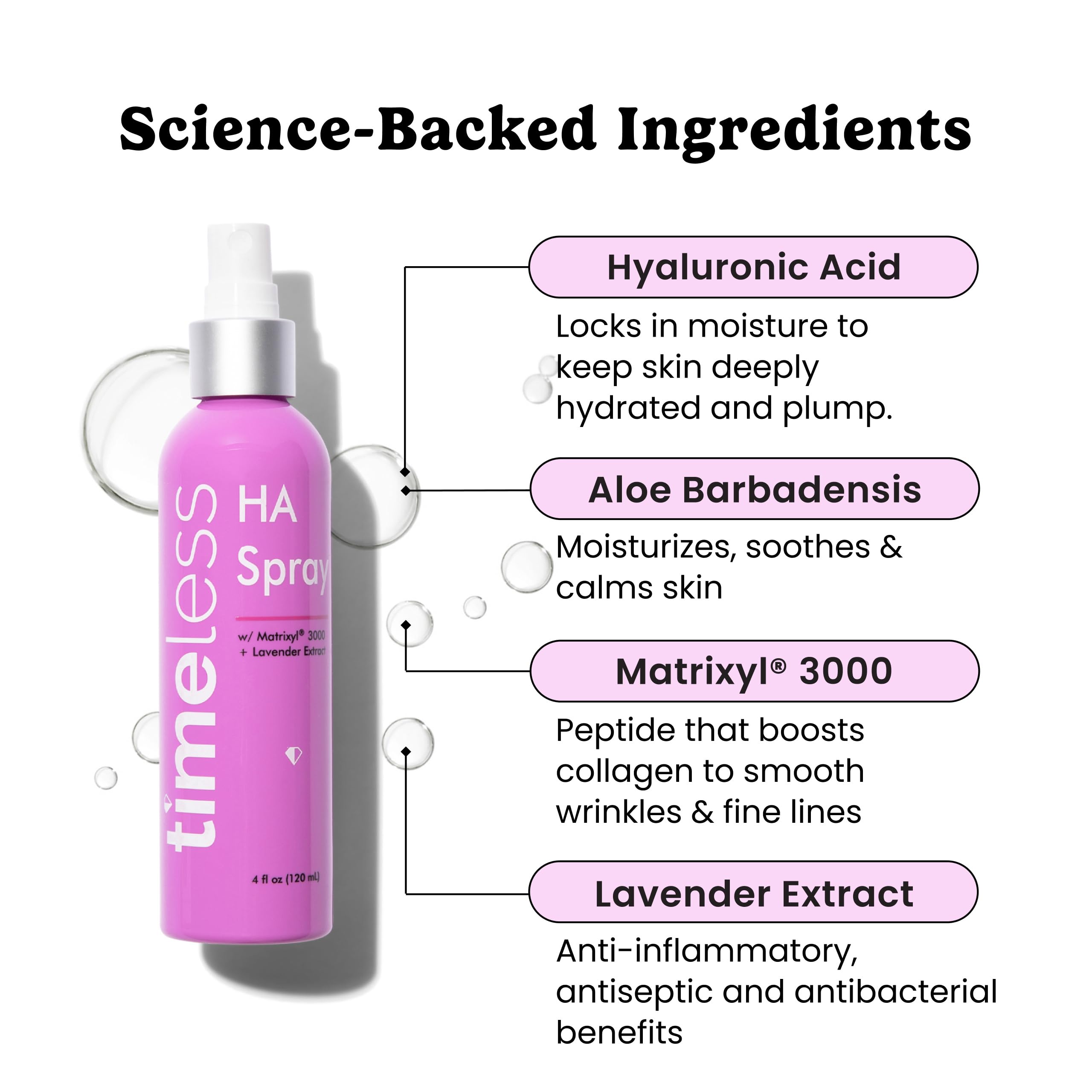 Timeless Skin Care HA Matrixyl 3000 Lavender Spray – Hydrating Fragrance-Free Face Mist (4 oz)