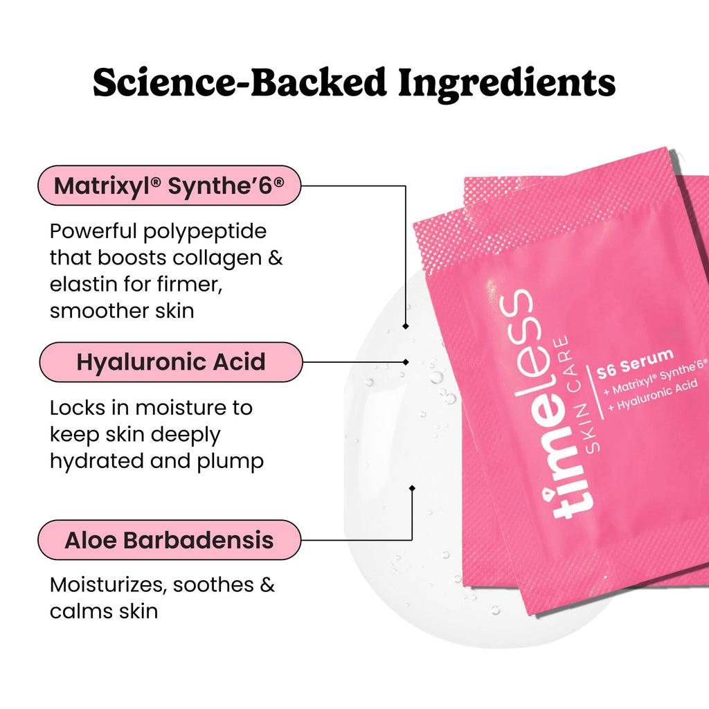 Timeless Skin Care Matrixyl Synthe’6 Serum – Hydration with Hyaluronic Acid | Pouches