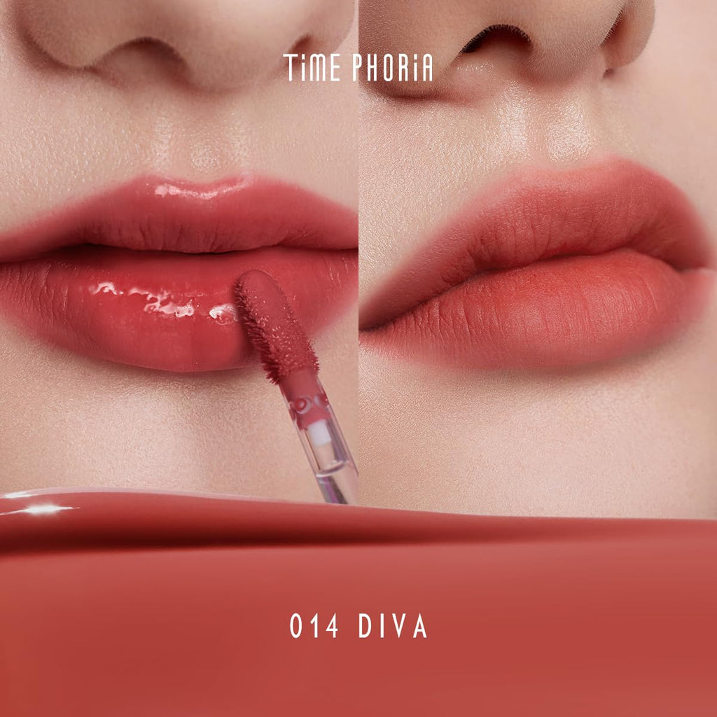 TIMEPHORIA Altera Blurring Lip Tint 014 Diva – Burnt Orange Glossy-to-Matte Finish, Blur Lip Lines, Weightless Airy Velvet Texture