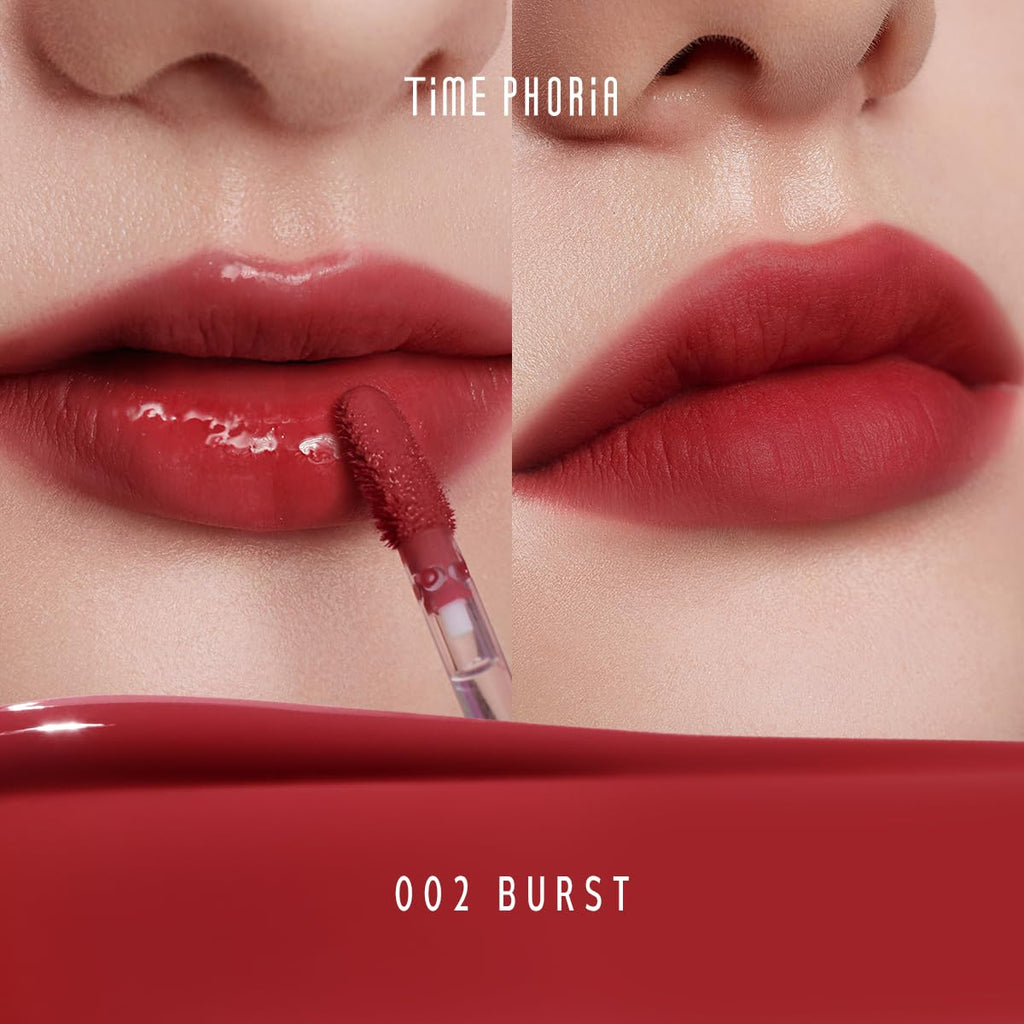 TIMEPHORIA Altera Lip Tint 002 Burst – Glossy-to-Matte, Hydrating, Weightless Lip Color