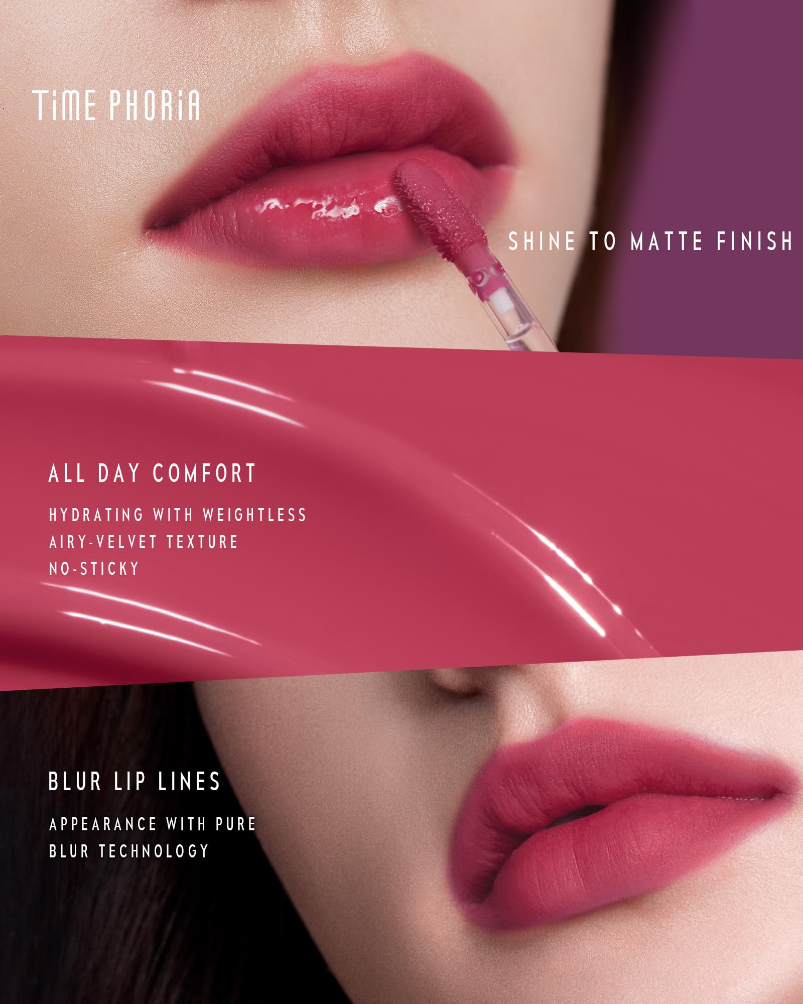 TIMEPHORIA Altera Lip Tint 002 Burst – Glossy-to-Matte, Hydrating, Weightless Lip Color