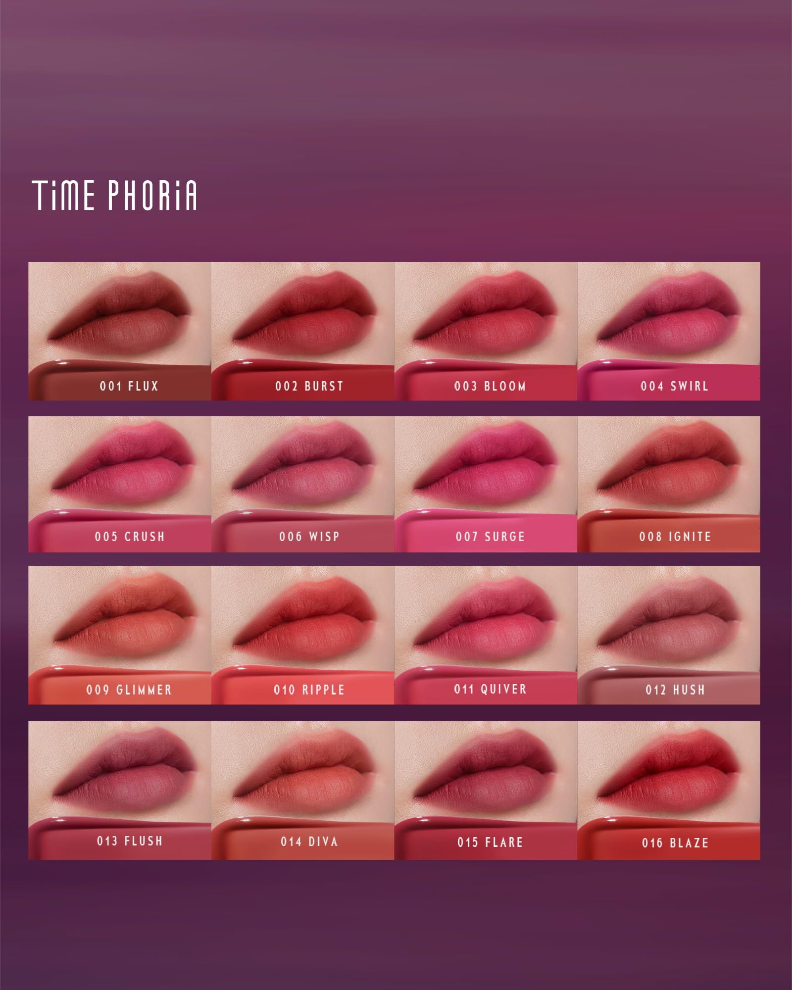 TIMEPHORIA Altera Lip Tint 002 Burst – Glossy-to-Matte, Hydrating, Weightless Lip Color