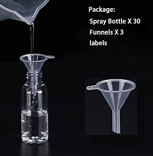 TINFO Spray Bottles 30 Pack – 30ml Clear Empty Mini Travel Bottles (1oz)