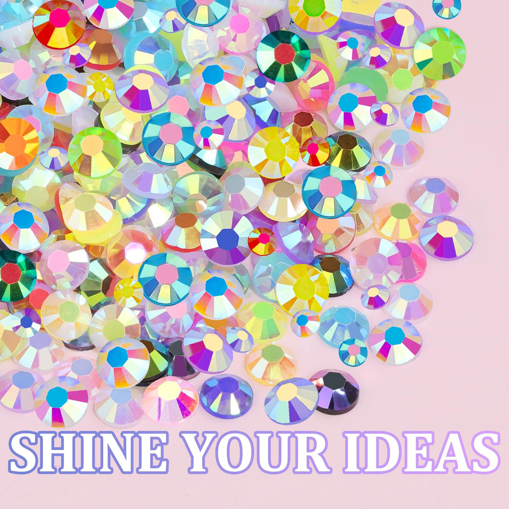 TINKRSTUFF 2 Boxes Jelly Rhinestones Kit – 30,600 Pcs 3mm & 5mm Multicolor Resin Gems with 2x 10ml B7000 Glue