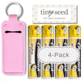 TINY SEED Lip Balm Gift Set | Aloha Coconut 4-Pack + Holder Keychain