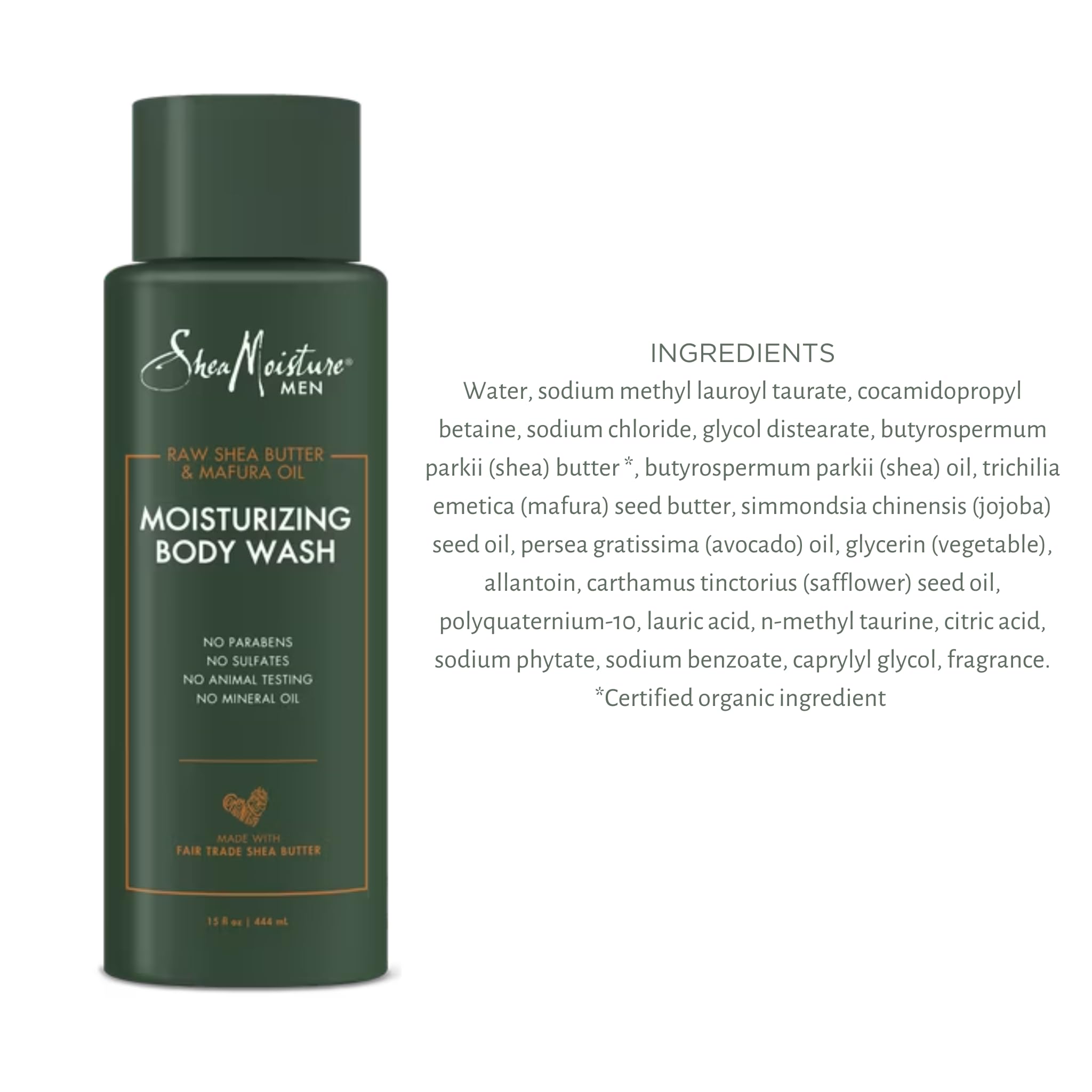 TINY SEED 2-Pack Shea Body Wash | Raw Shea Butter & Mafura Oil for Men + Free Loofah