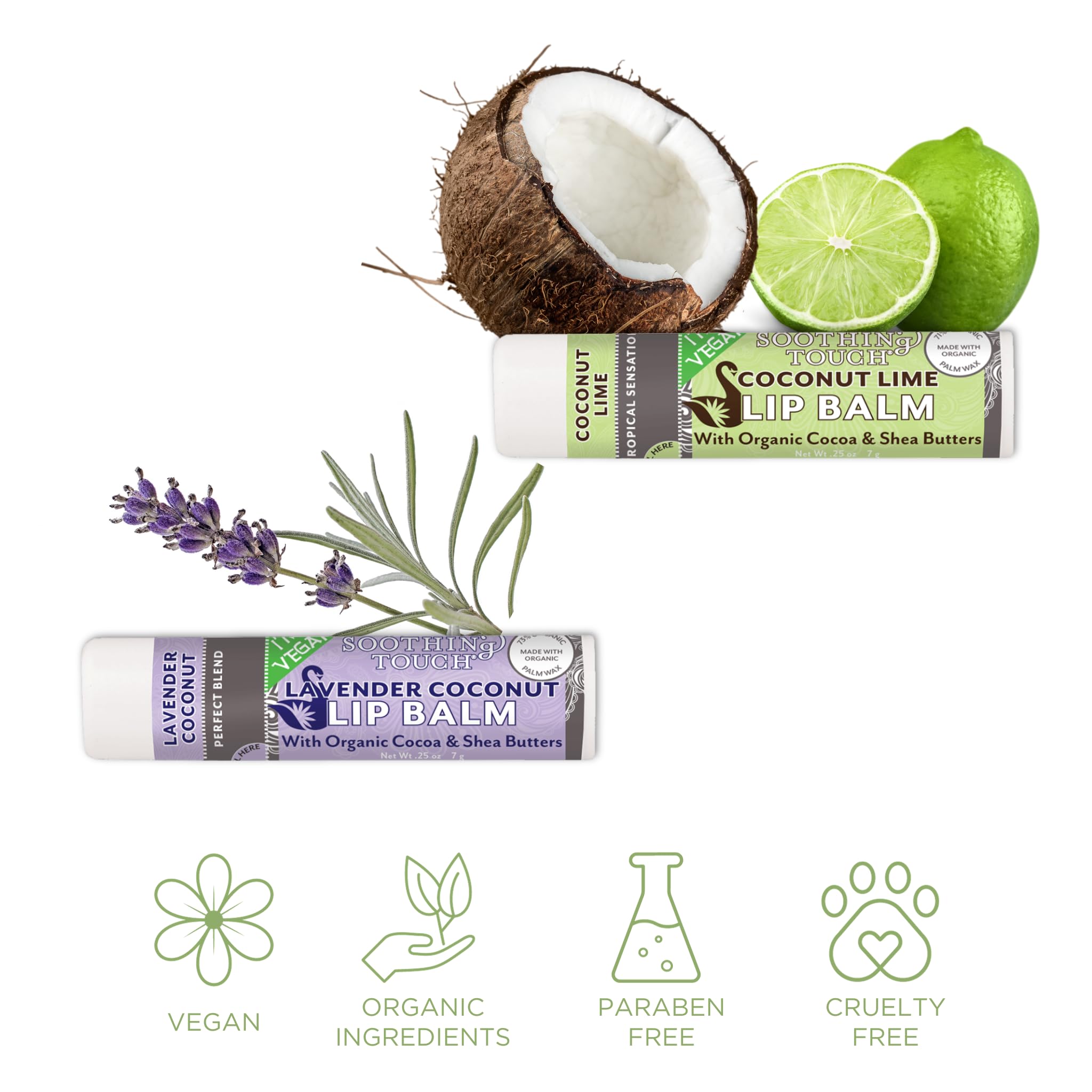 Tiny Seed Vegan Lip Balm Set – 6 Flavors + Muslin Pouch & Keychain