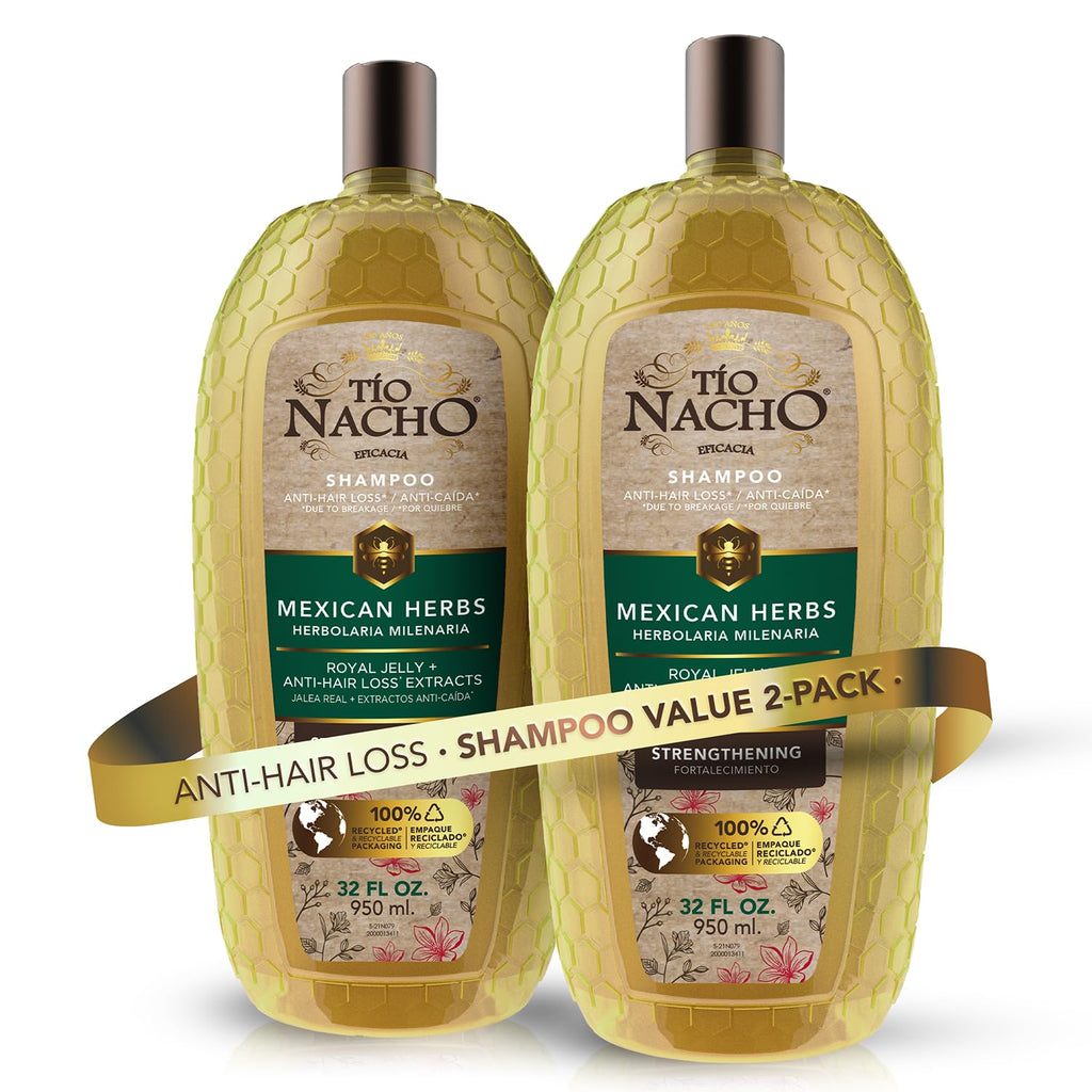 Tío Nacho Mexican Herbs Anti-Hair Loss Shampoo with Royal Jelly & Rosemary – 32 oz Pack of 2