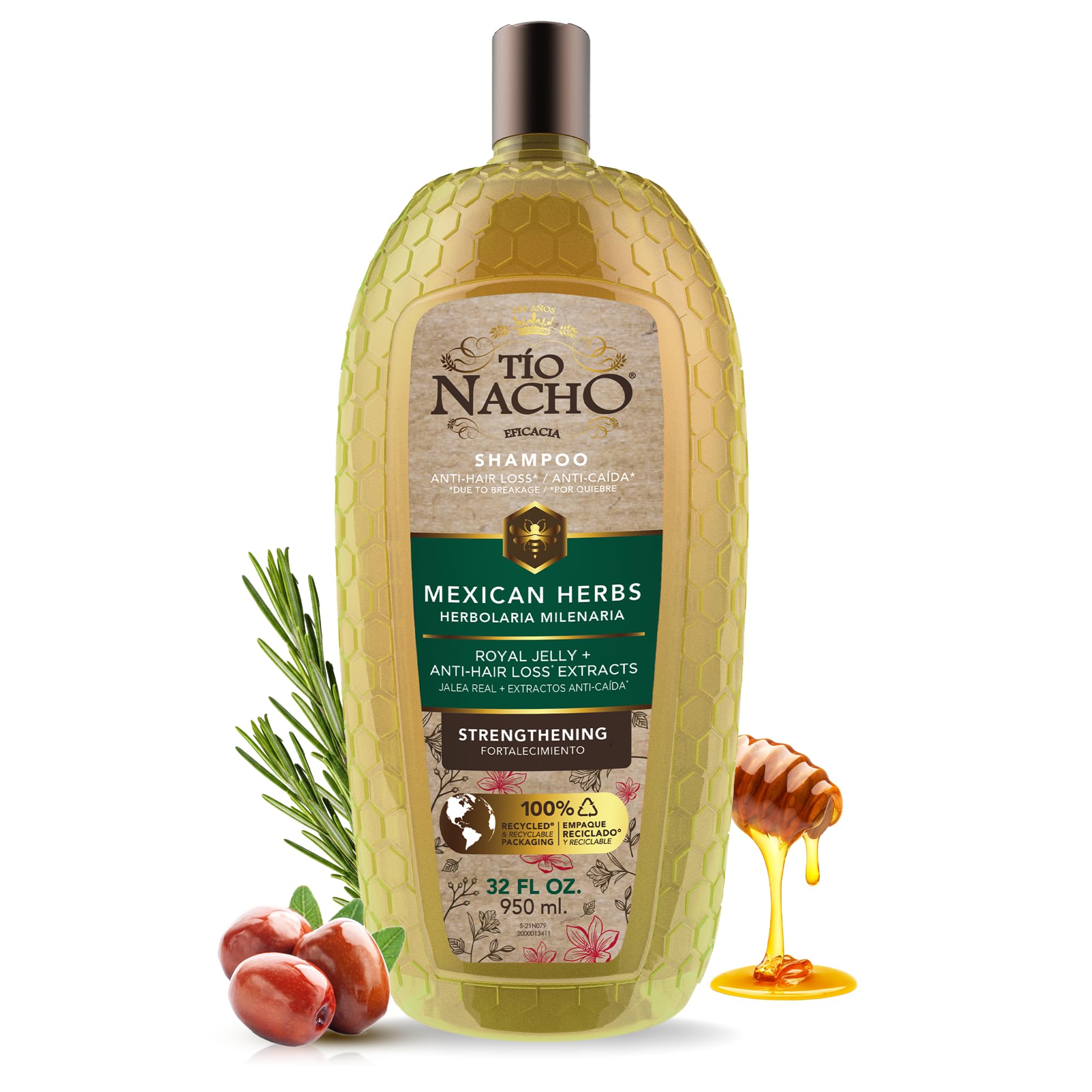 Tio Nacho Mexican Herbs Shampoo – Strengthening, Anti Breakage, Royal Jelly, Ginseng & Jojoba | 32 Fl Oz | Paraben & Cruelty Free