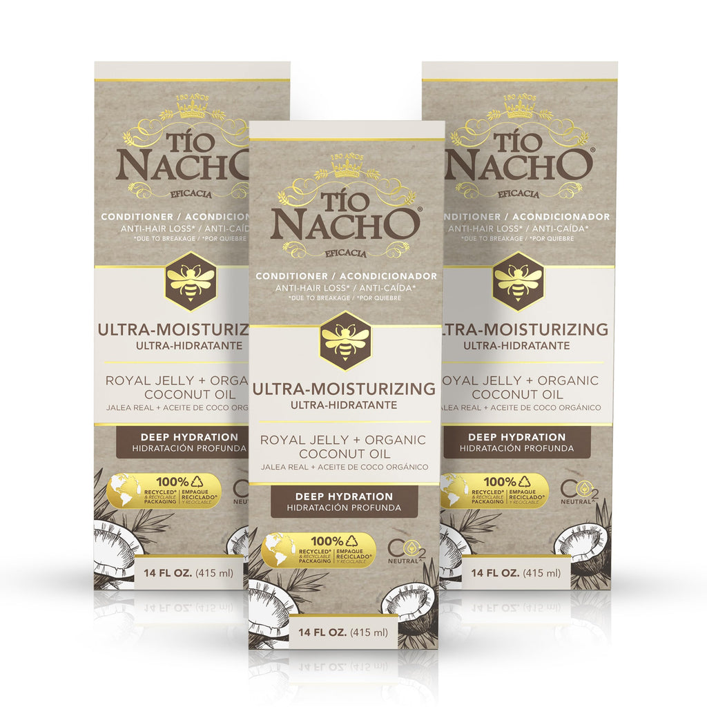 Tio Nacho Ultra-Moisturizing Frizz Conditioner — Royal Jelly & Organic Coconut Oil, Deep Hydration (14 oz x 3)