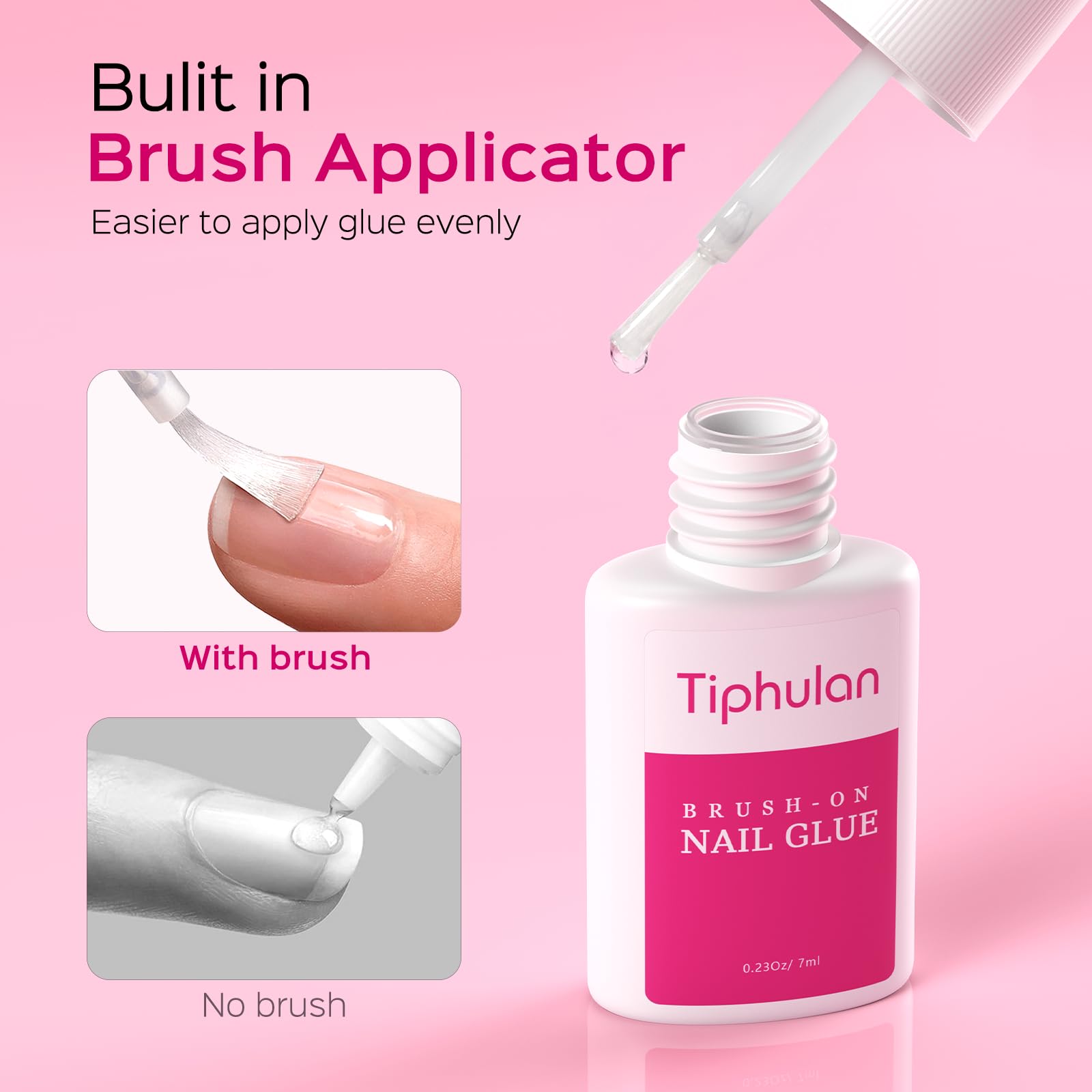 TIPHULAN 42ml Brush-On Nail Glue for Press-On & Acrylic Nails – Strong, Fast-Drying, Mess-Free