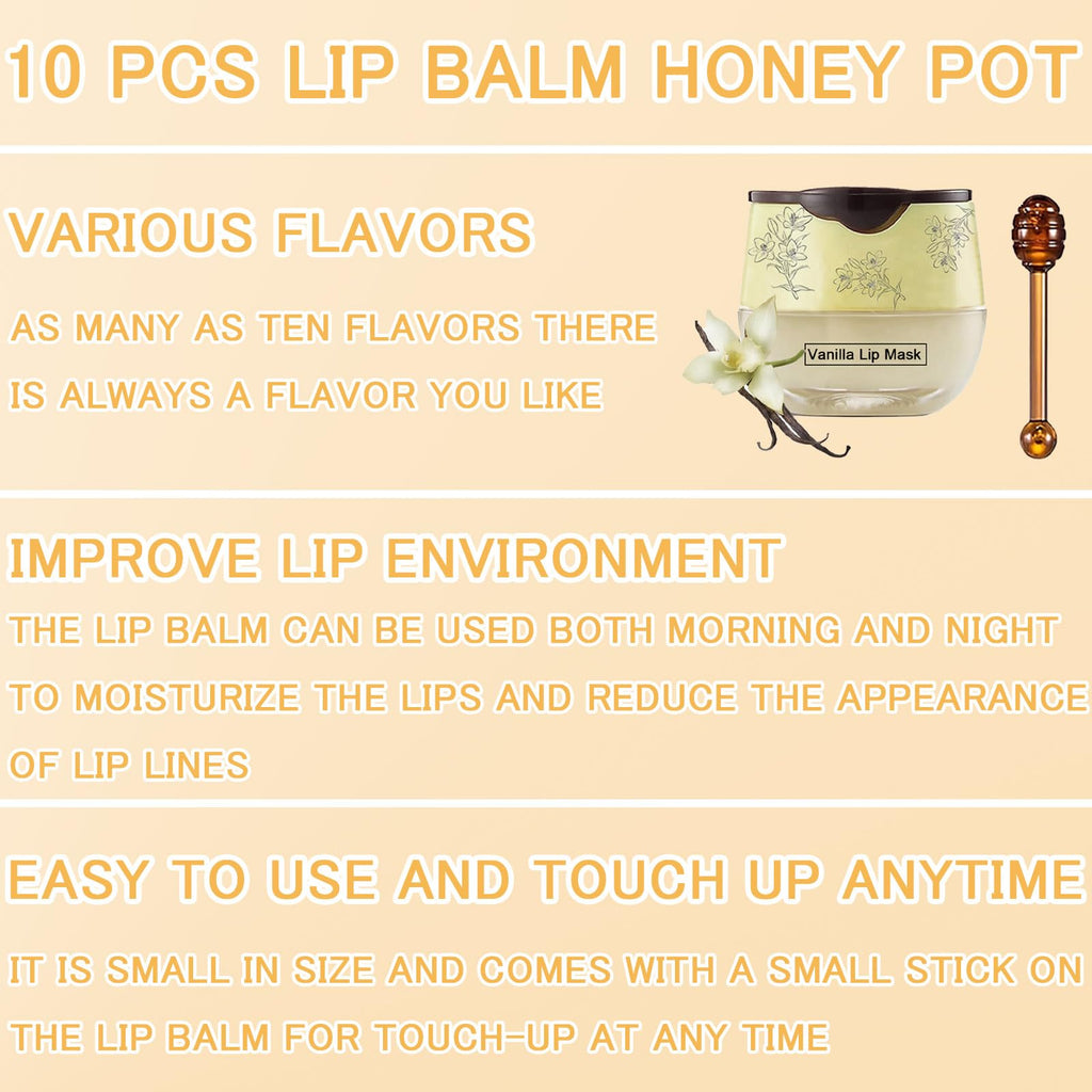 TIRDET 10-Piece Honey Pot Lip Balm Set – Hydrating Lip Care