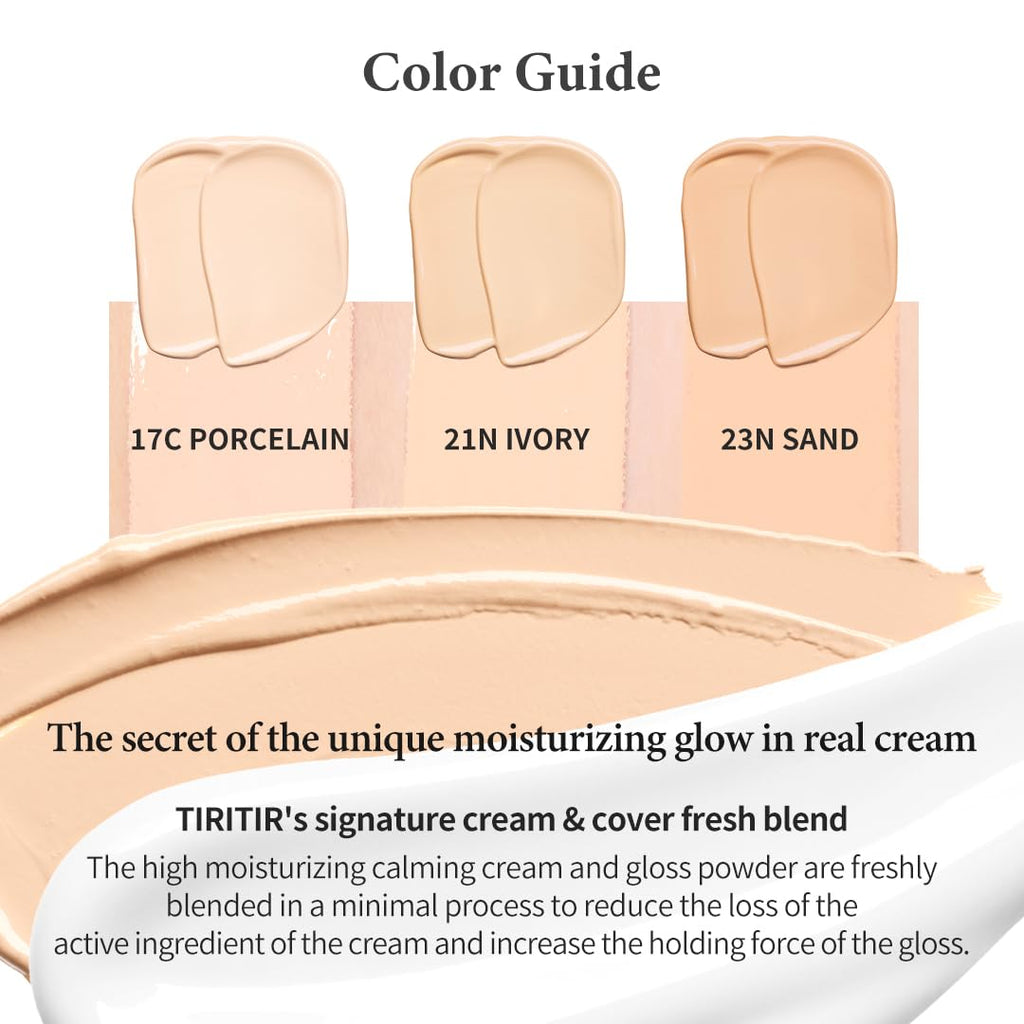 TIRTIR My Glow Cream Cushion Mini #17C Porcelain | Natural Coverage, Hydration, Semi-Glow Finish, 24-Hour Longevity