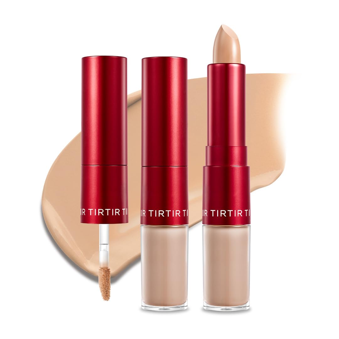 TIRTIR Glide&Hide Blurring Concealer - Dual Formula, Crease-Proof, Long-Wear | Korean Makeup #5C 0.28 Oz