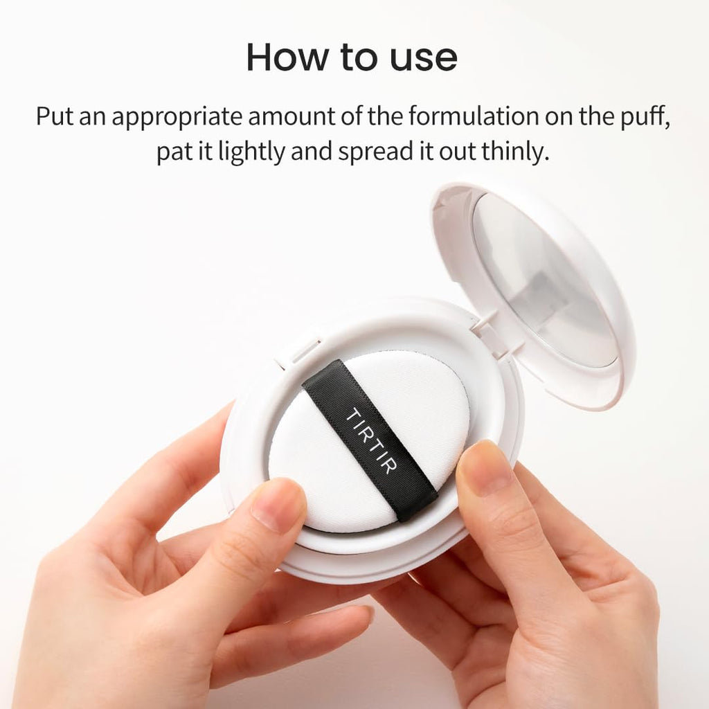 TIRTIR My Glow Cream Cushion Mini #17C Porcelain | Natural Coverage, Hydration, Semi-Glow Finish, 24-Hour Longevity