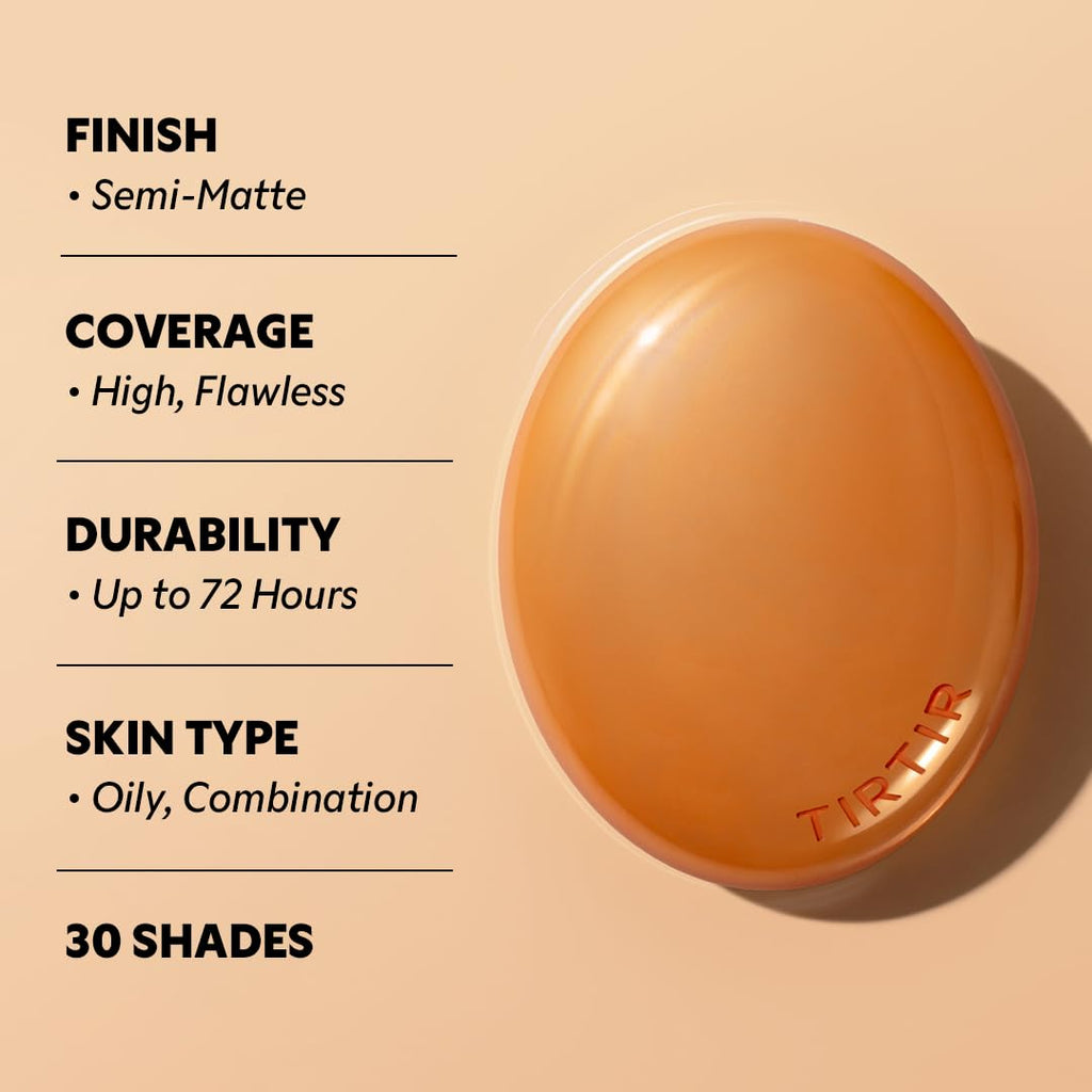 TIRTIR Mask Fit AI Filter Cushion Foundation | AI-Like Poreless Semi-Matte Finish, Up to 72-Hour Coverage in #21W Natural Ivory, 0.63 fl oz