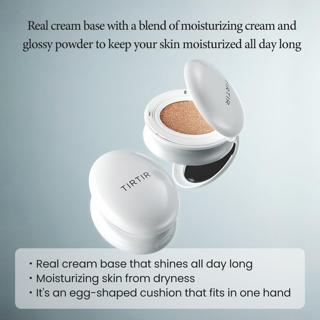 TIRTIR My Glow Cream Cushion Mini #17C Porcelain | Natural Coverage, Hydration, Semi-Glow Finish, 24-Hour Longevity