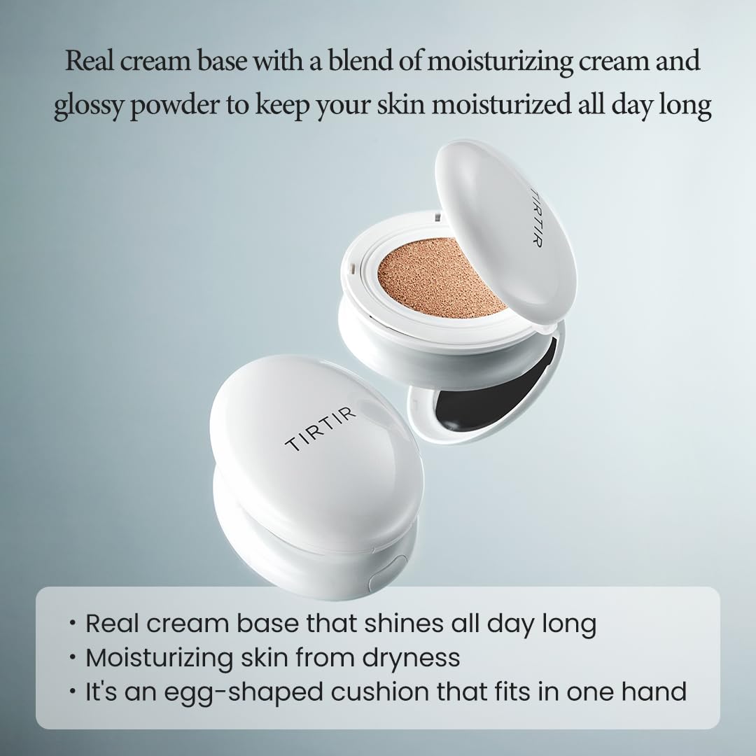 TIRTIR My Glow Cream Cushion Mini #17C Porcelain | Natural Coverage, Hydration, Semi-Glow Finish, 24-Hour Longevity