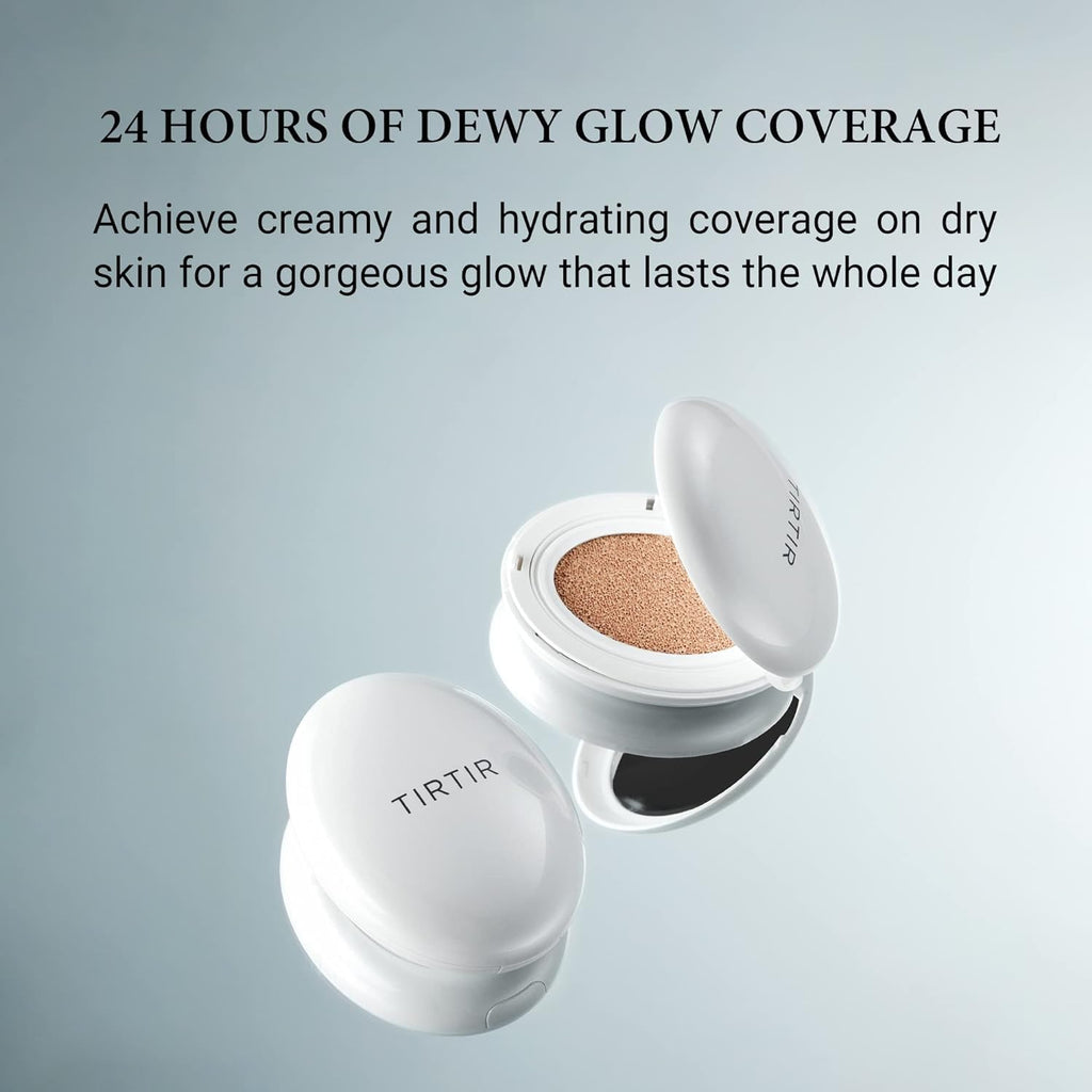 TIRTIR My Glow Cream Cushion | Semi-Glow Finish, Hydrating Coverage, 72-Hour Radiant Vitality, Porcelain #17C