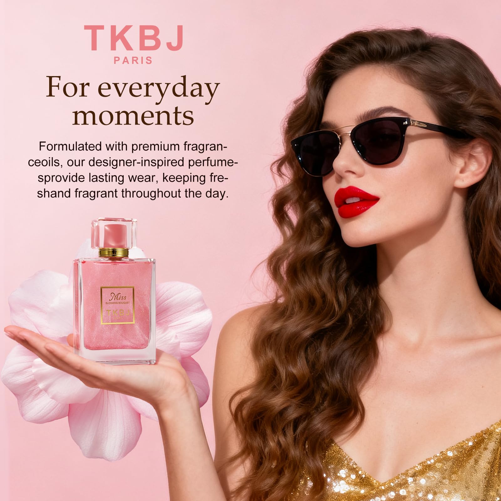 TKBJ Miss Blooming Bouquet Eau de Toilette for Women – Floral Fruity Perfume with Peony & Musk (3.4 oz / 100 ml) Inspired by Dioor