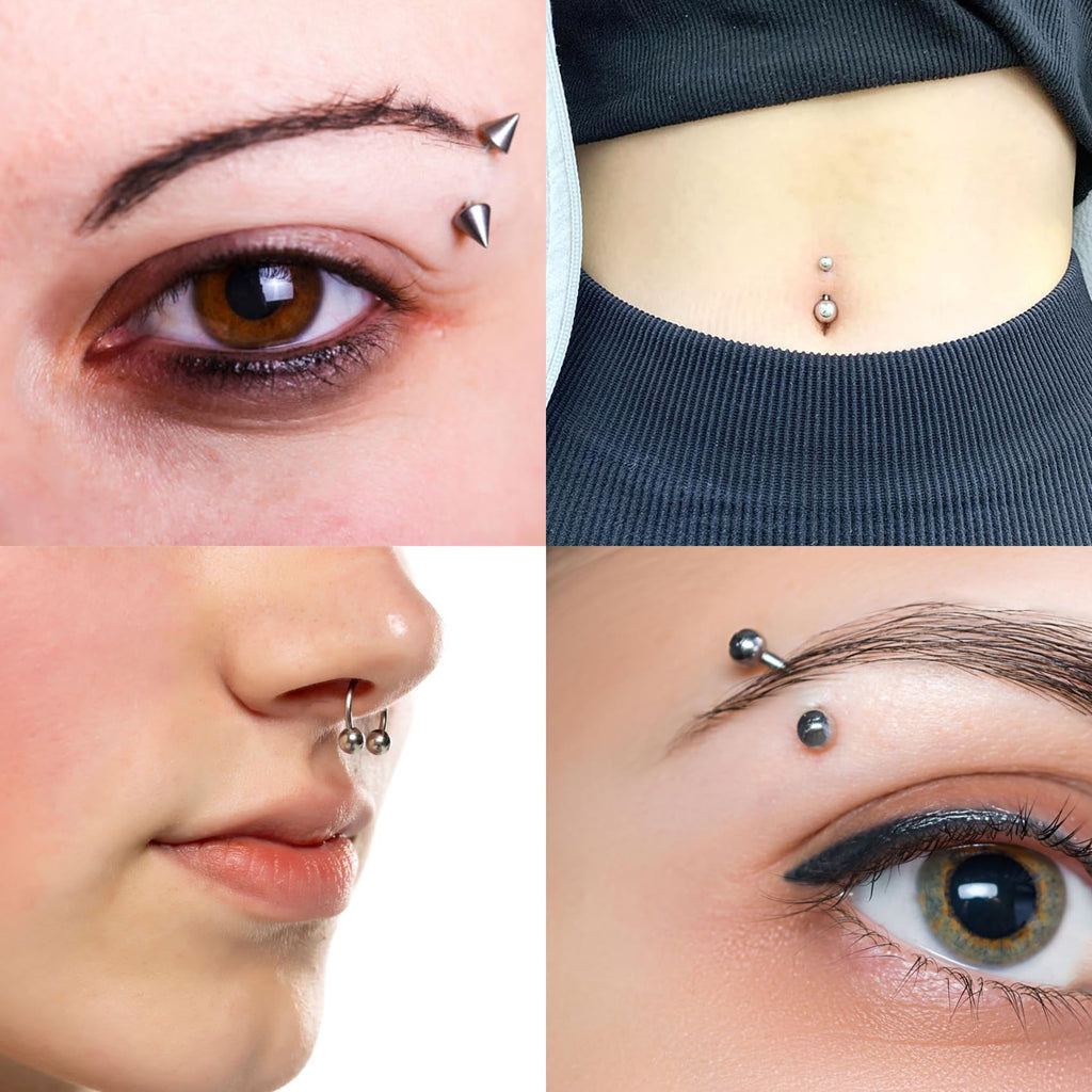 TKKUY 131PCS Piercing Kit - All Body Piercings, 316L Stainless Steel Jewelry