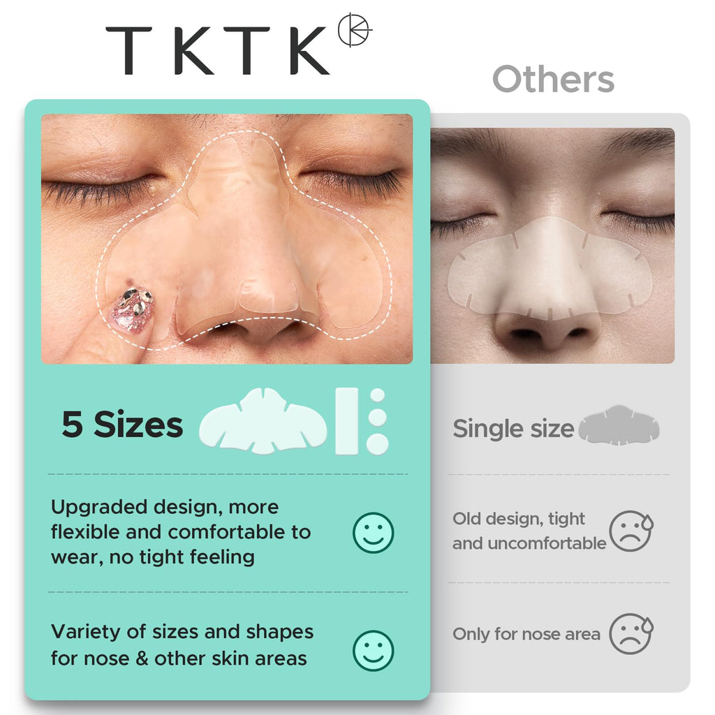 TKTK Hydrocolloid Nose Patches – Contoured Nose Strips & Pore Care, 5 Sizes, 265 Count