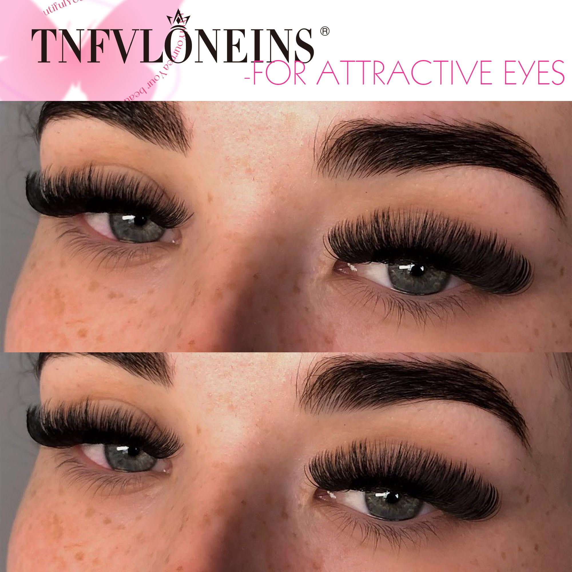 TNFVLONEINS Fluffy Lash Extension Kit 60D/80D/100D – 300Pcs with Bond & Seal and Tweezers