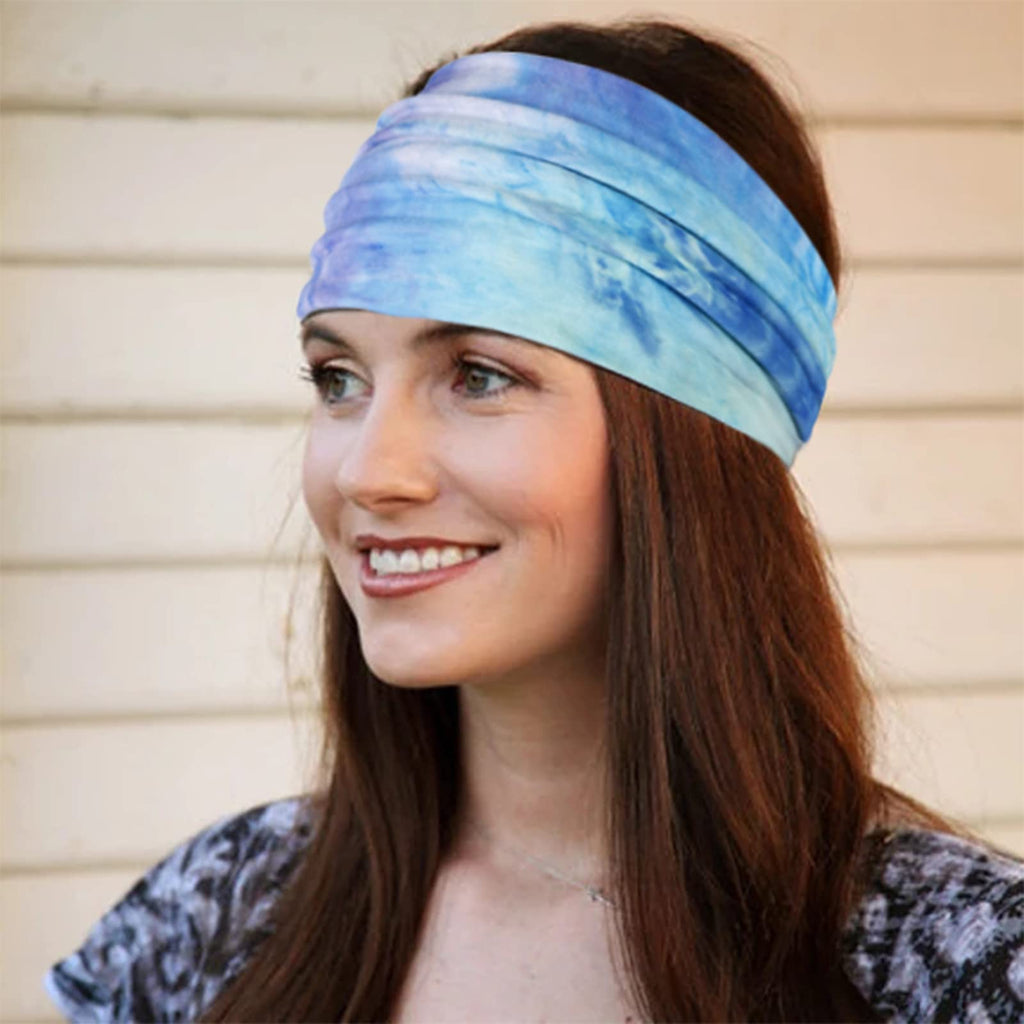 Tobeffect Wide Headbands for Women - Tie-Dye Turban Headbands (6 Pack)