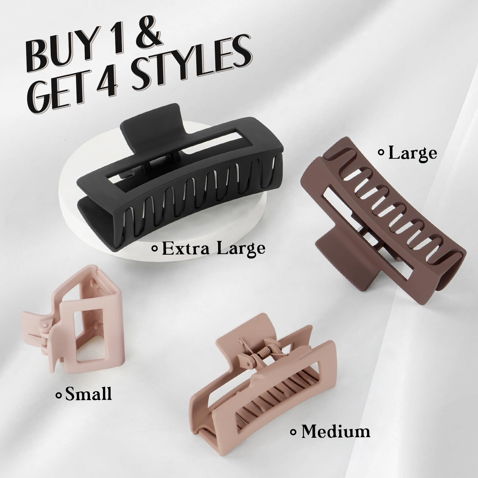 TOCESS Hair Claw Clips – Unbreakable 4 Sizes Set (8-Piece) for Thick or Thin Hair