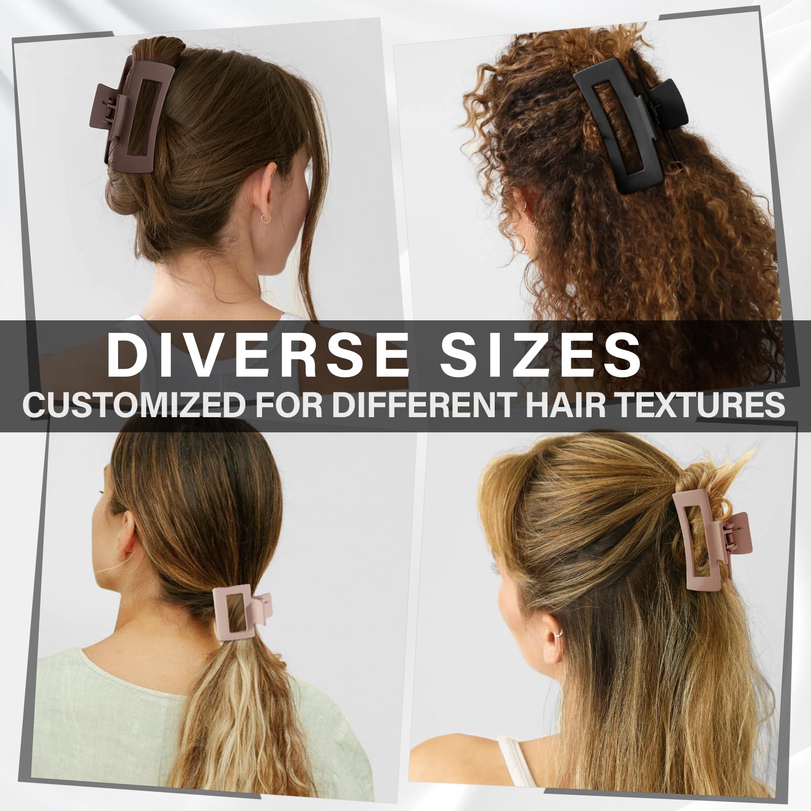 TOCESS Hair Claw Clips – Unbreakable 4 Sizes Set (8-Piece) for Thick or Thin Hair