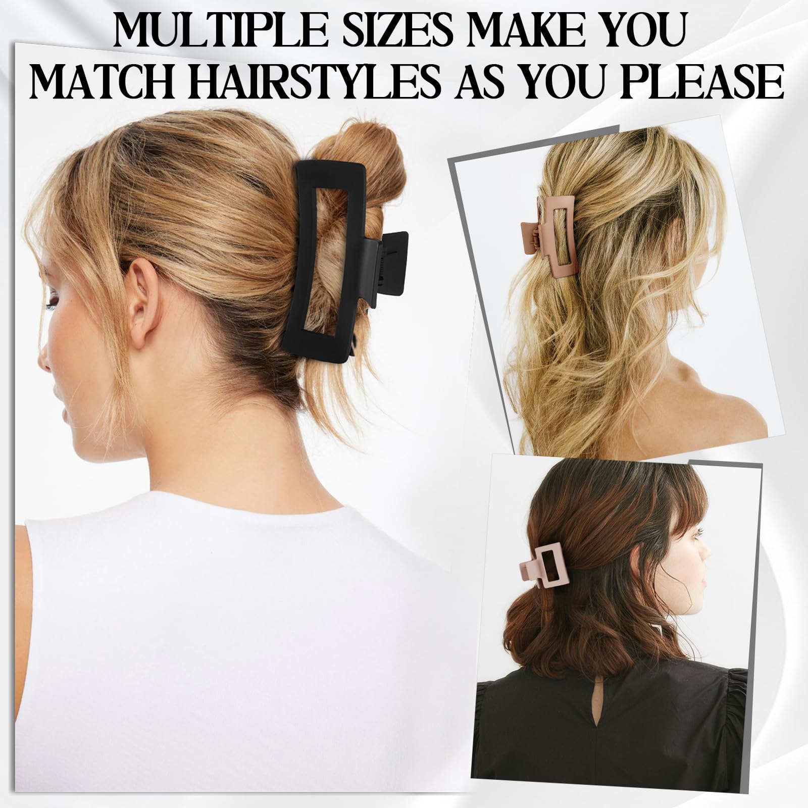 TOCESS Hair Claw Clips – Unbreakable 4 Sizes Set (8-Piece) for Thick or Thin Hair