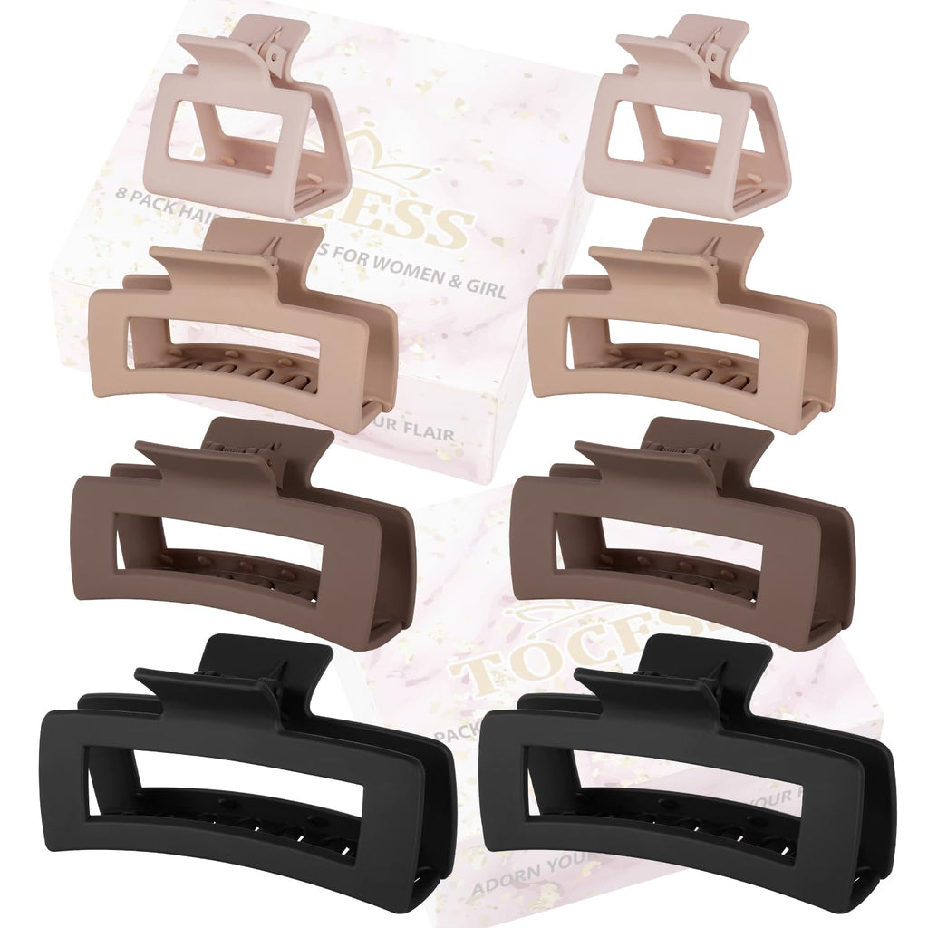 TOCESS Hair Claw Clips – Unbreakable 4 Sizes Set (8-Piece) for Thick or Thin Hair