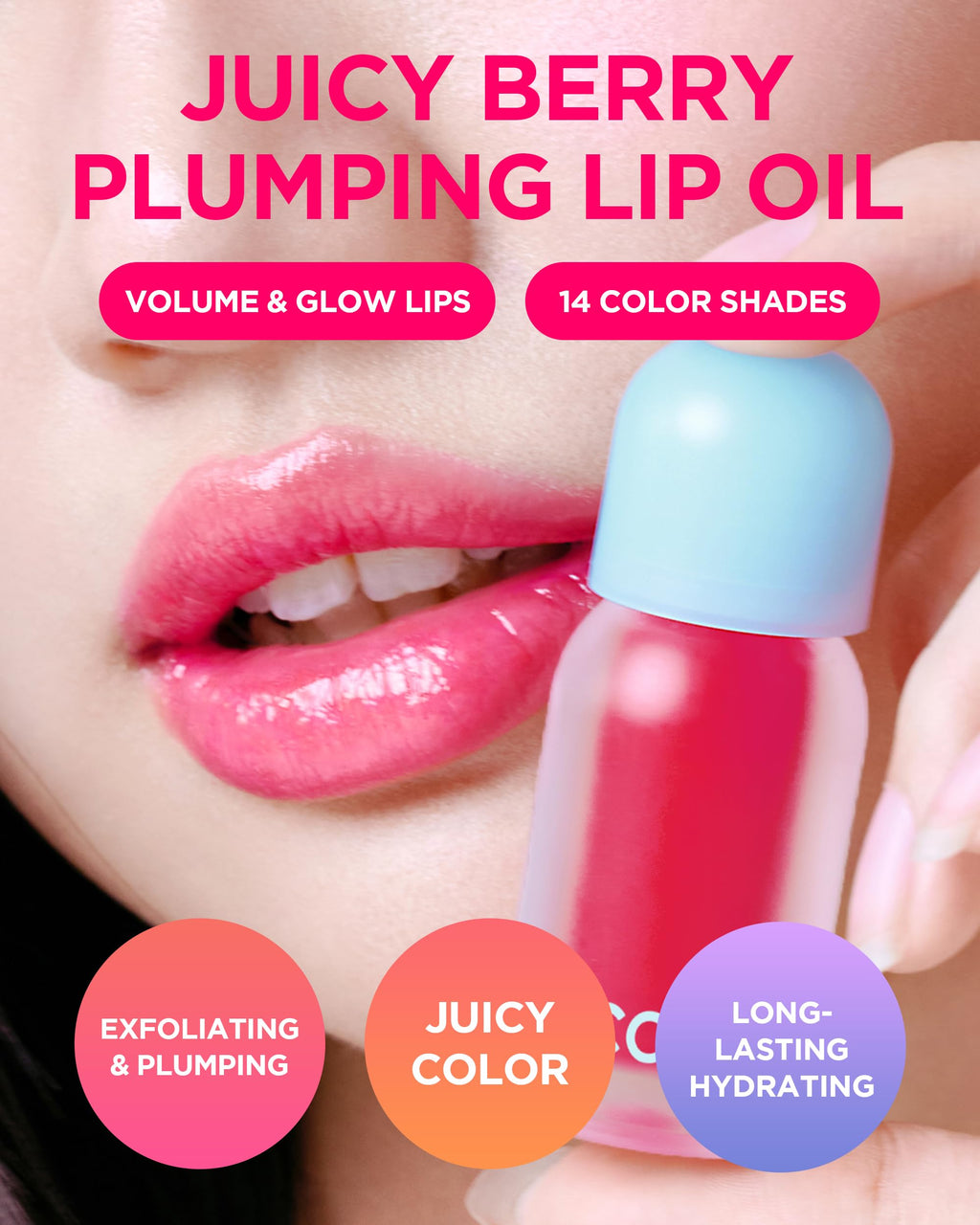 TOCOBO Juicy Berry Plumping Lip Oil 01 Chill Red | Vegan Hydrating Lip Oil
