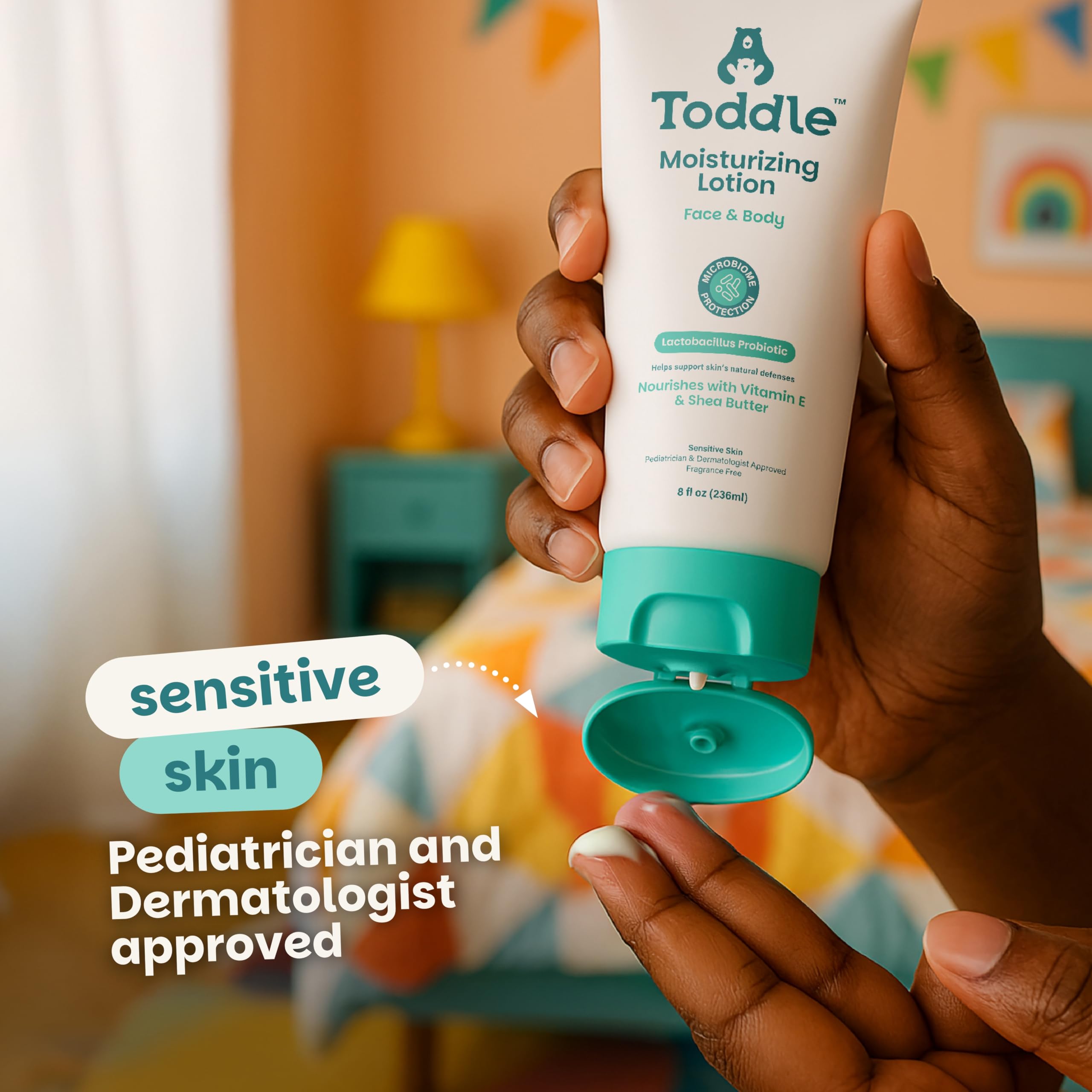 Toddle Probiotic Moisturizing Lotion for Face & Body – Fragrance-Free, Pediatrician-Approved 1.7oz Travel Size