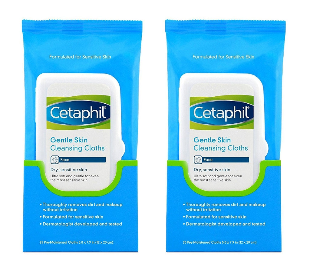 Toeah Cetaphil Gentle Skin Cleansing Cloths – 2 Packs of 25 Sheets