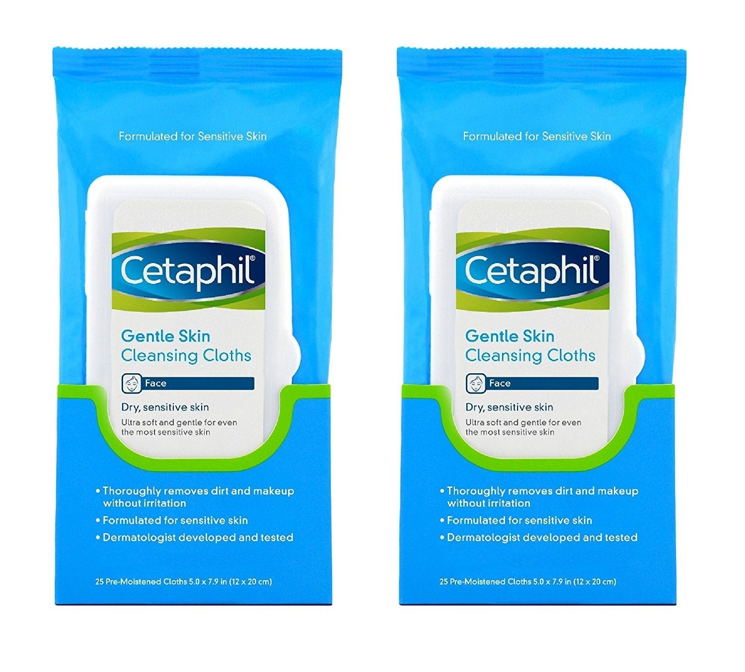 Toeah Cetaphil Gentle Skin Cleansing Cloths – 2 Packs of 25 Sheets